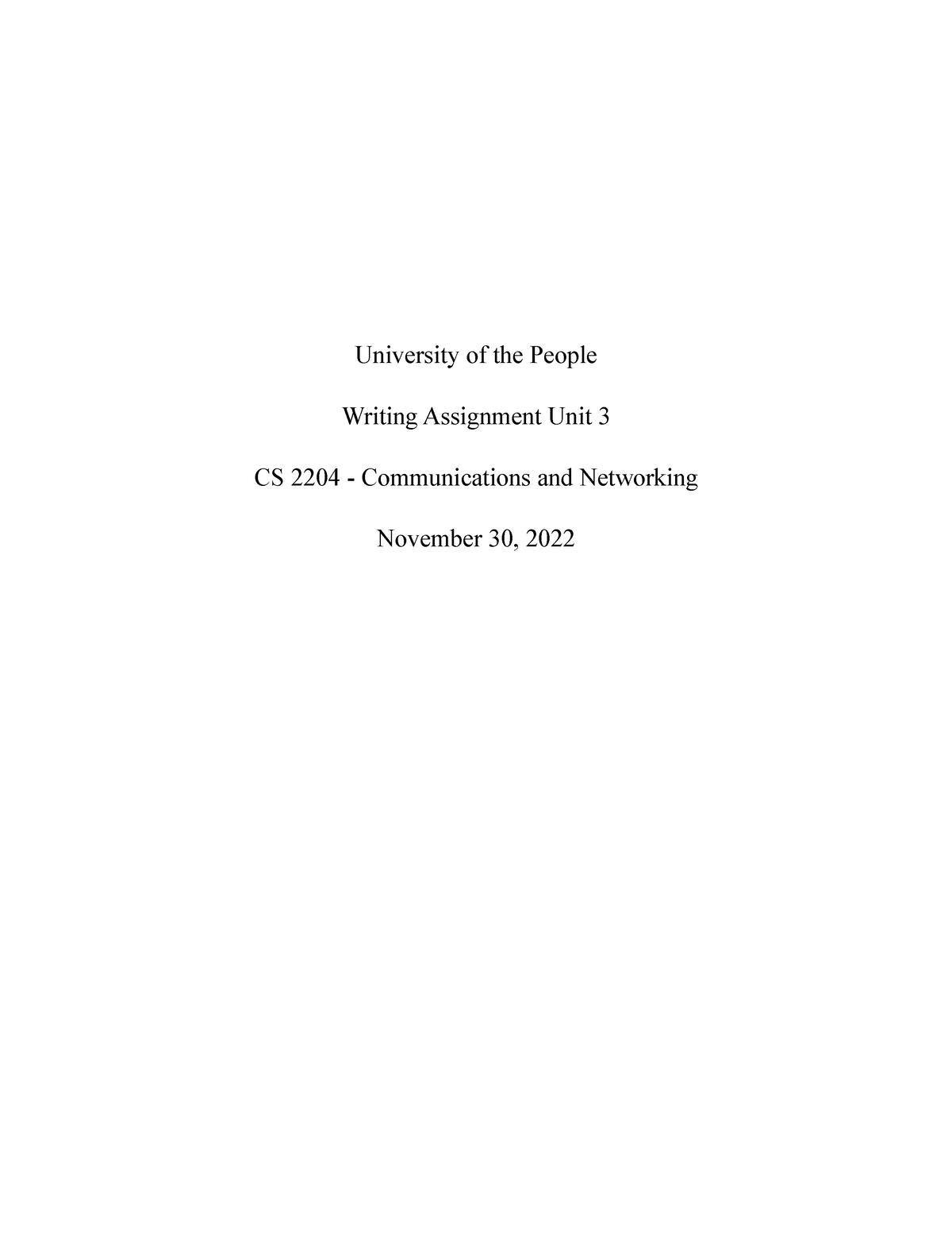 cs 2204 written assignment unit 3