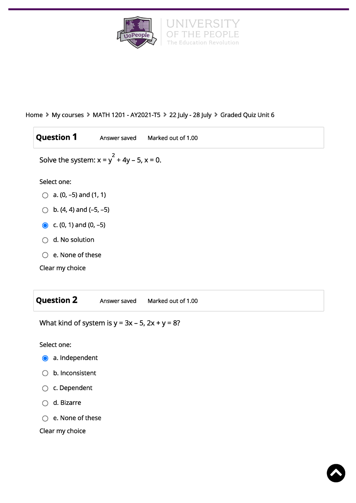 Graded Quiz Math 1201 - MATH 1201 - Studocu