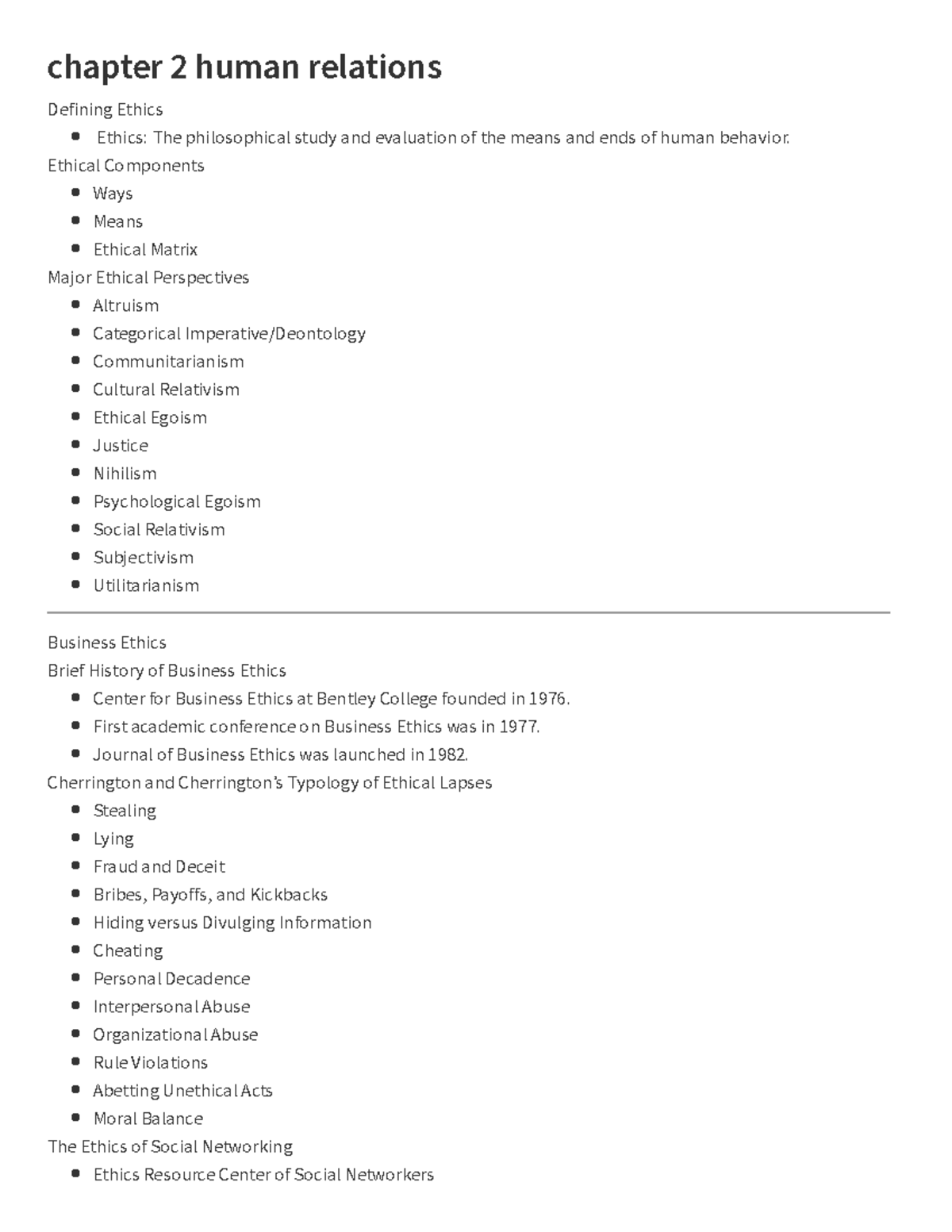 Chapter 2 human relations notes - chapter 2 human relations Defining ...