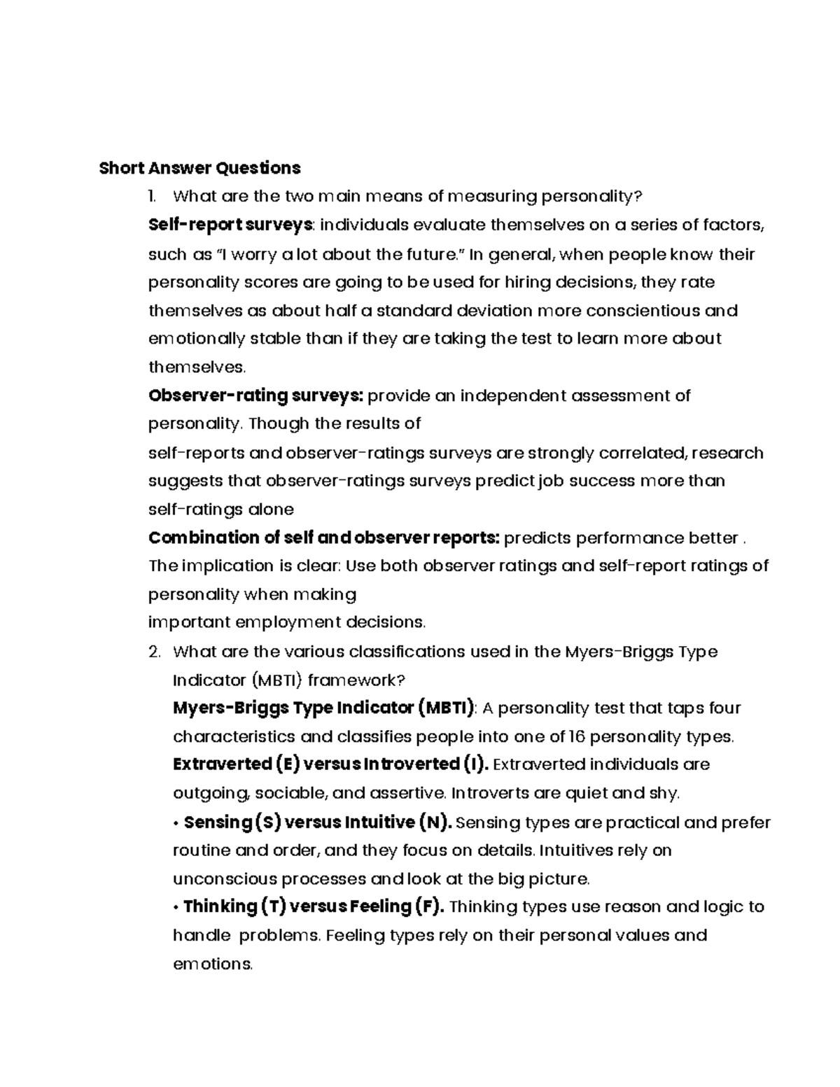 Ch5 - Study Guide BUS 160 short ans - Short Answer Questions 1. What ...