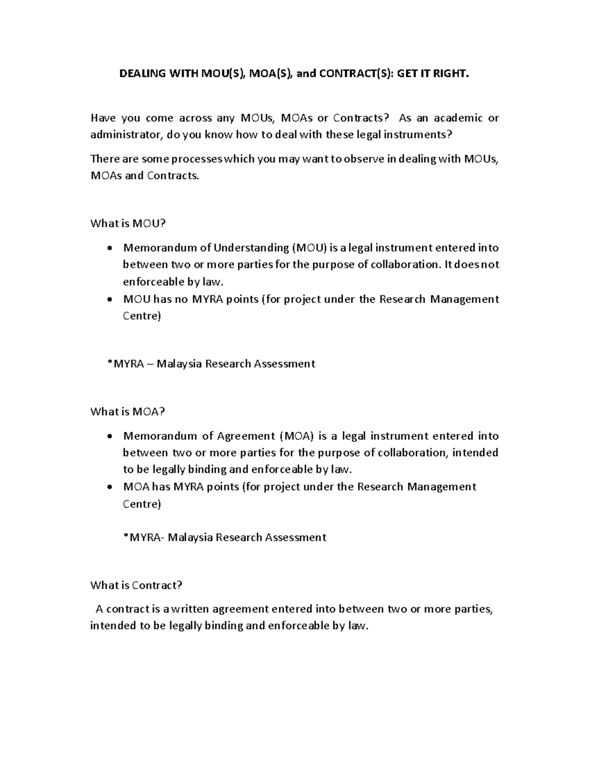 SOP MOU MOA - sdasdas - DEALING WITH MOU(S), MOA(S), and CONTRACT(S ...