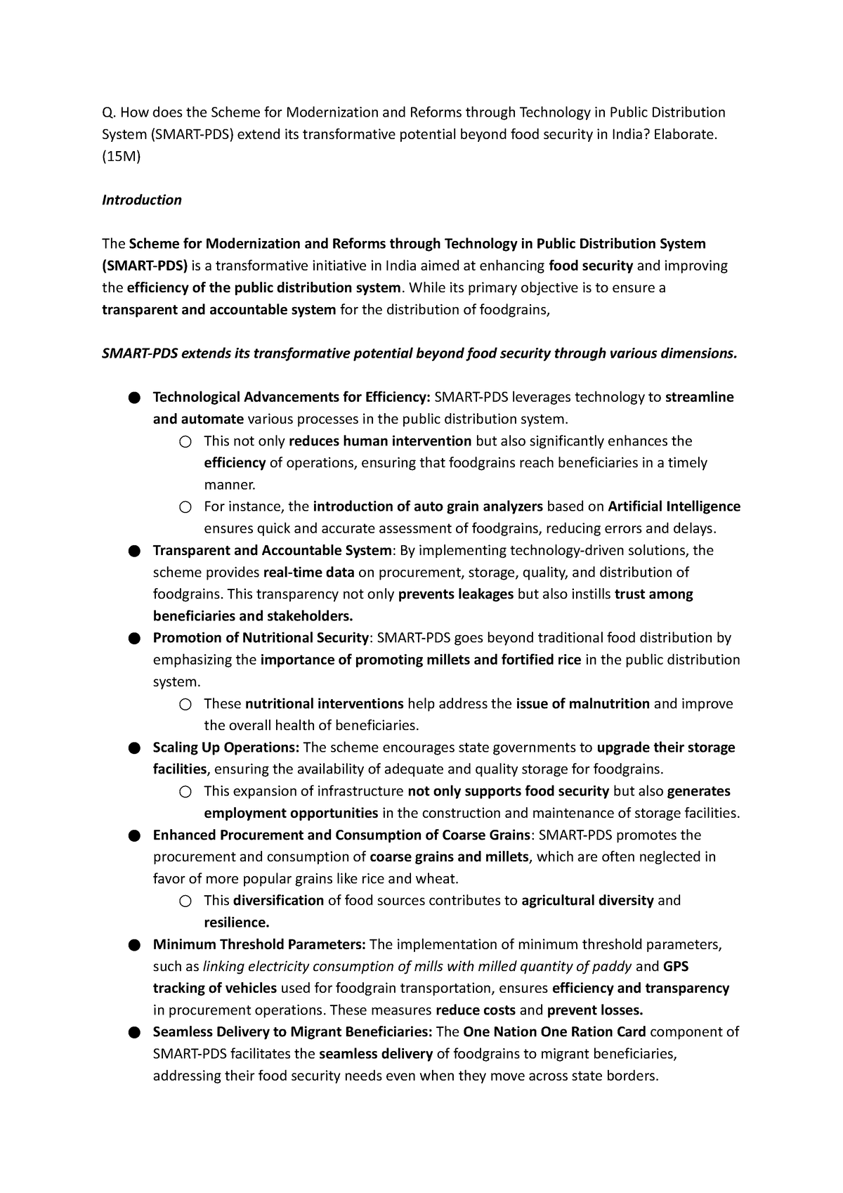 Smart PDS - Q. How does the Scheme for Modernization and Reforms ...