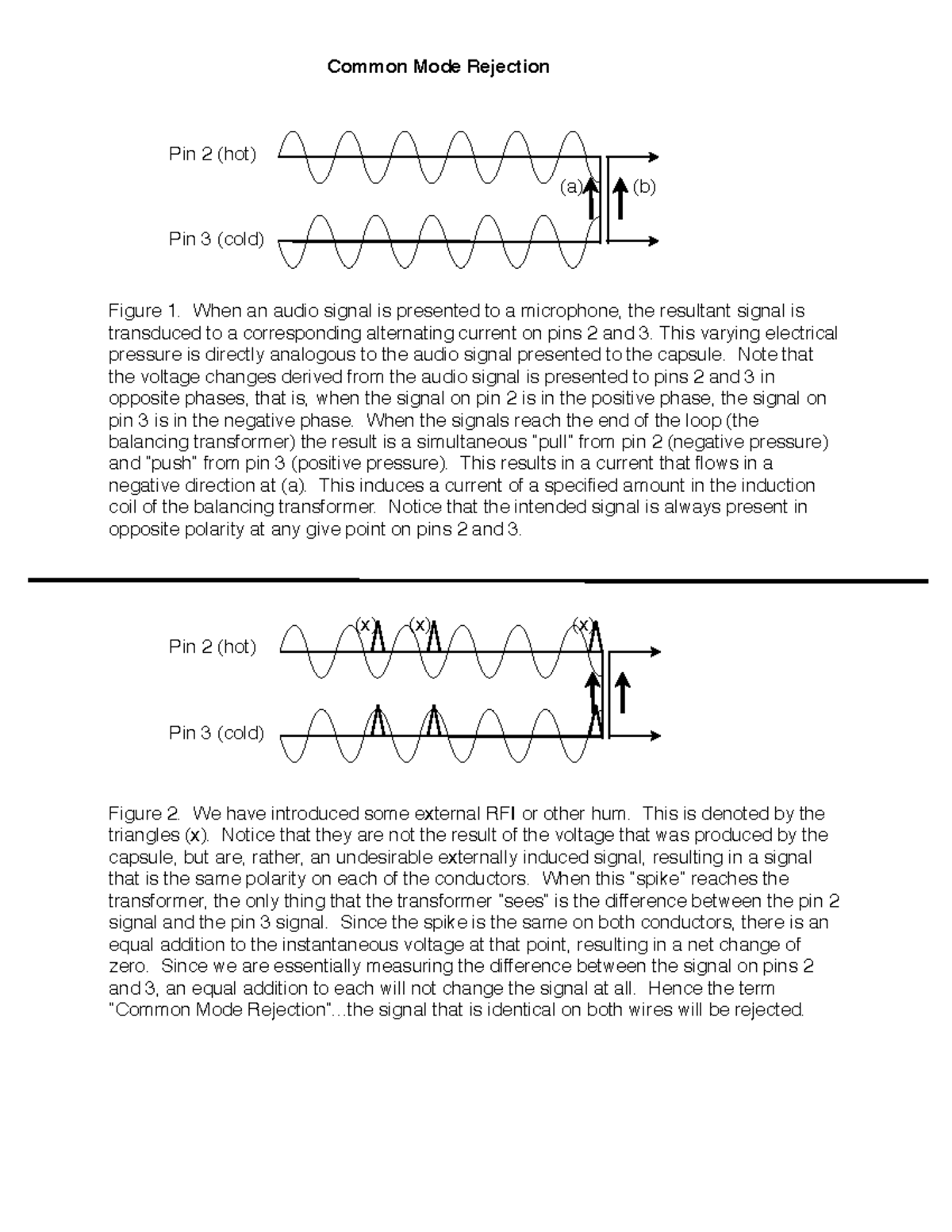 Common Mode Rejection Figure 1. When an audio signal is presented to
