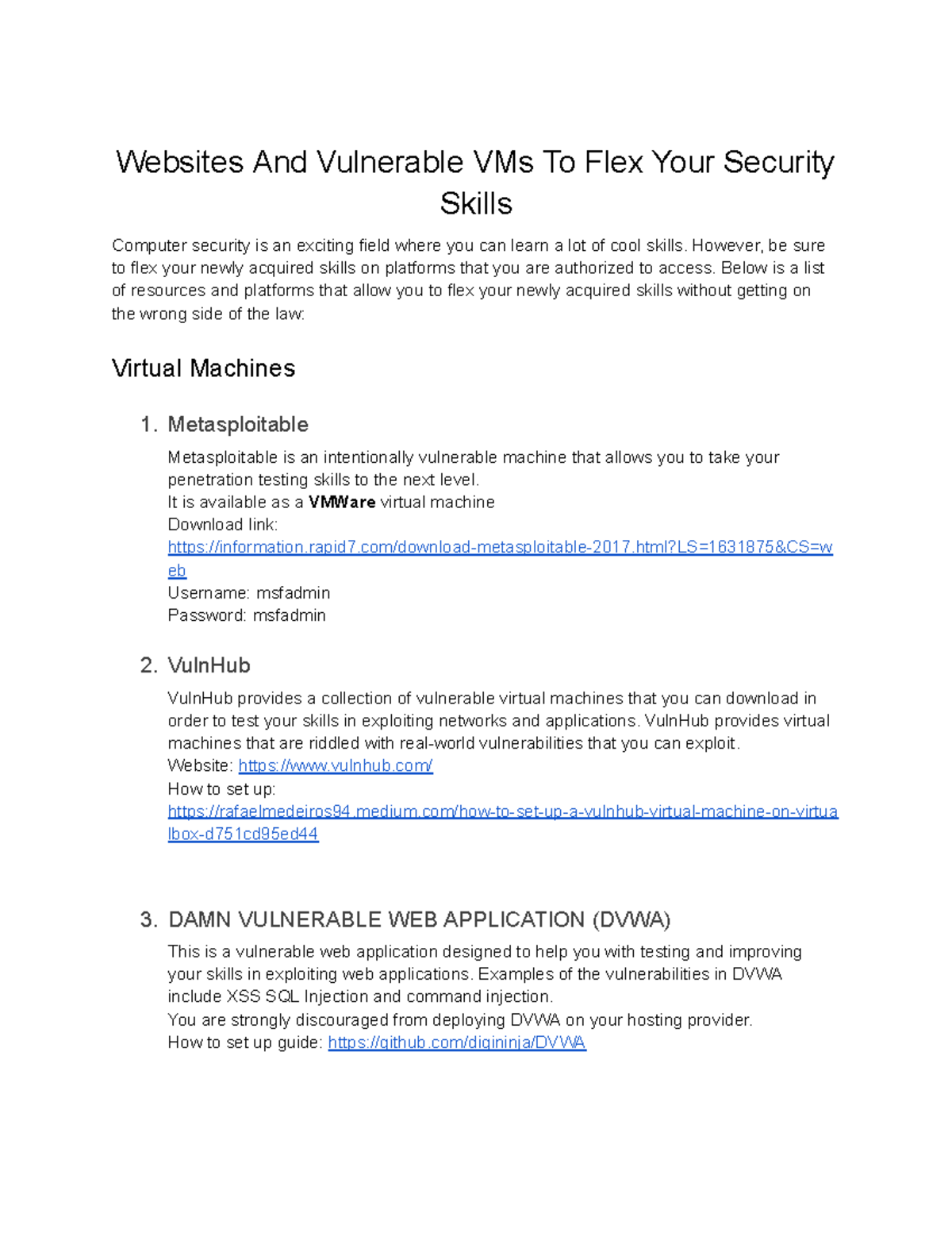Computer security notes - Websites And Vulnerable VMs To Flex Your ...
