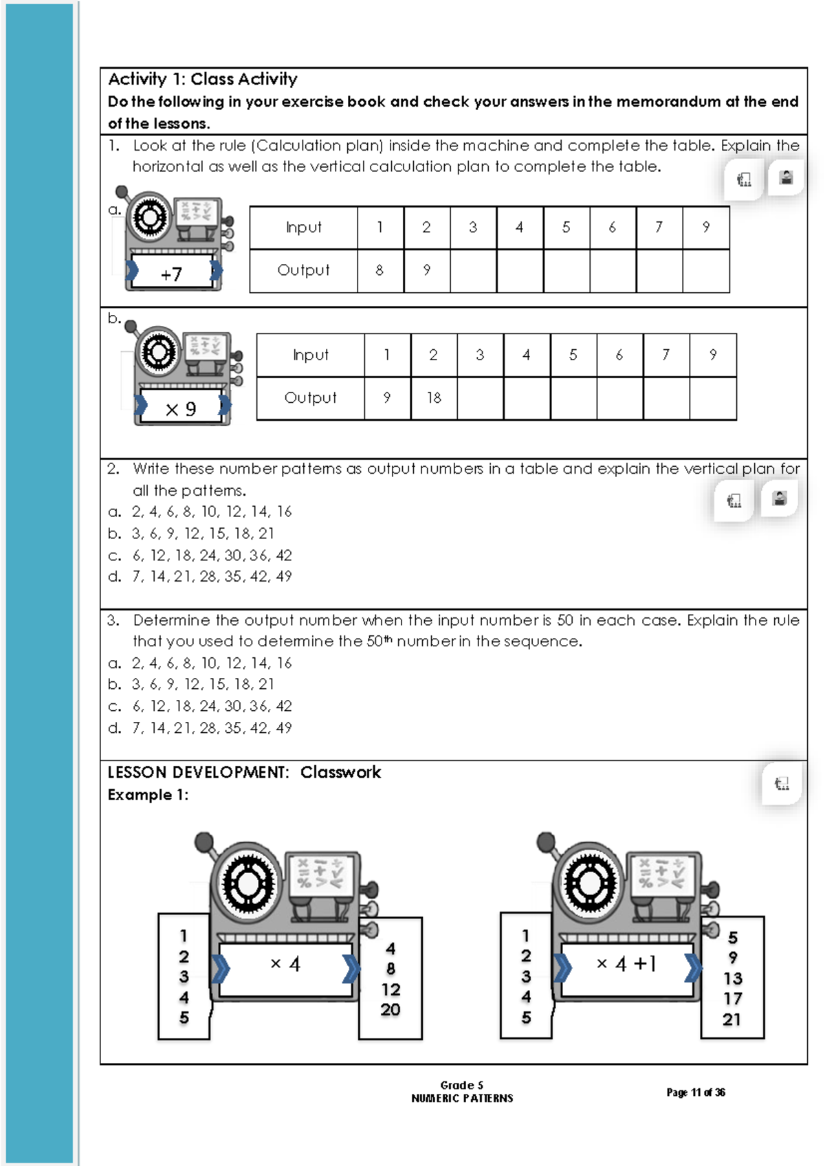 Lesson Gr 5 Mathematics work 1 - NUMERIC PATTERNS Grade 5 Page 11 of 36 ...