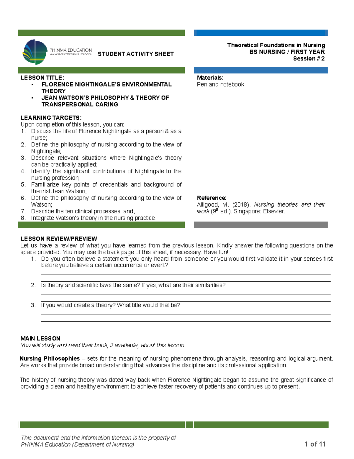 Session #2 SAS - TFN - Practice - STUDENT ACTIVITY SHEET Theoretical ...