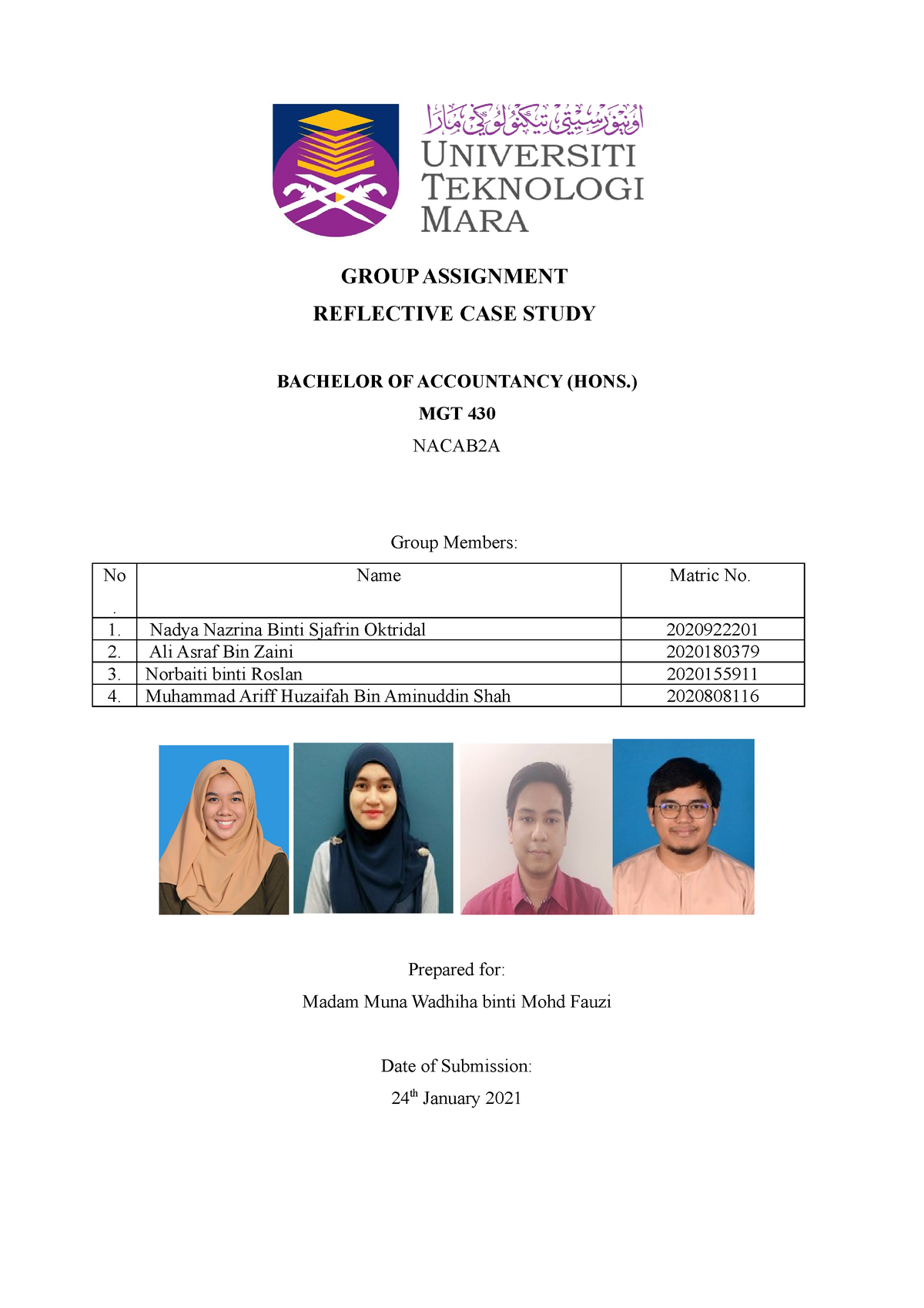 Mgt430 Group Assignment Reflective Case Study Group 3 Studocu