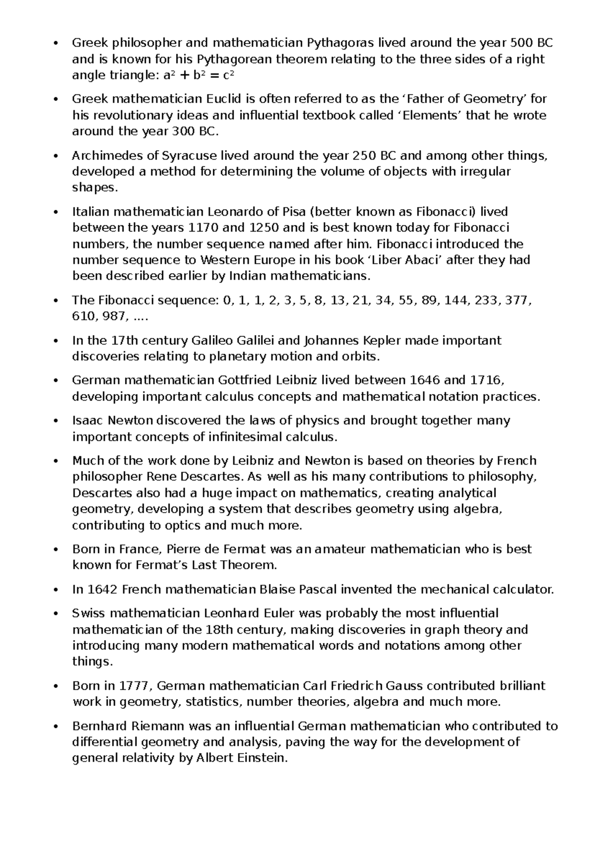 MATH History FACT Sheets - Greek philosopher and mathematician ...