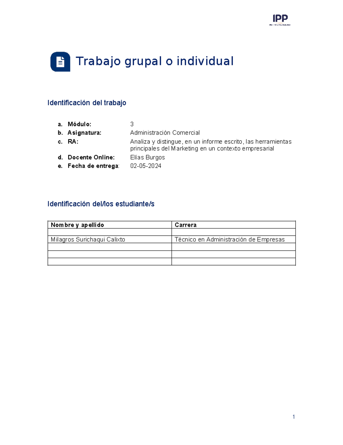 Modulo 3 Administración Comercial - Trabajo Grupal O Individual ...