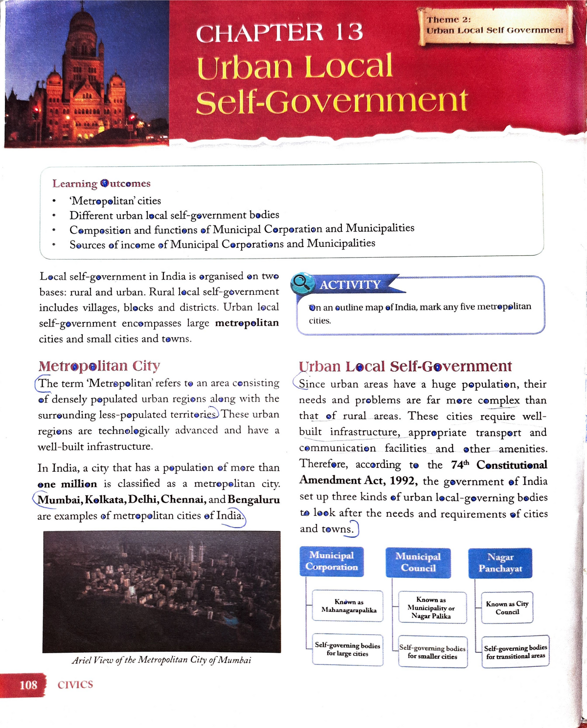 Chapter 13 Urban Local Self Government CHAPTER 13 Theme 2 Urban 