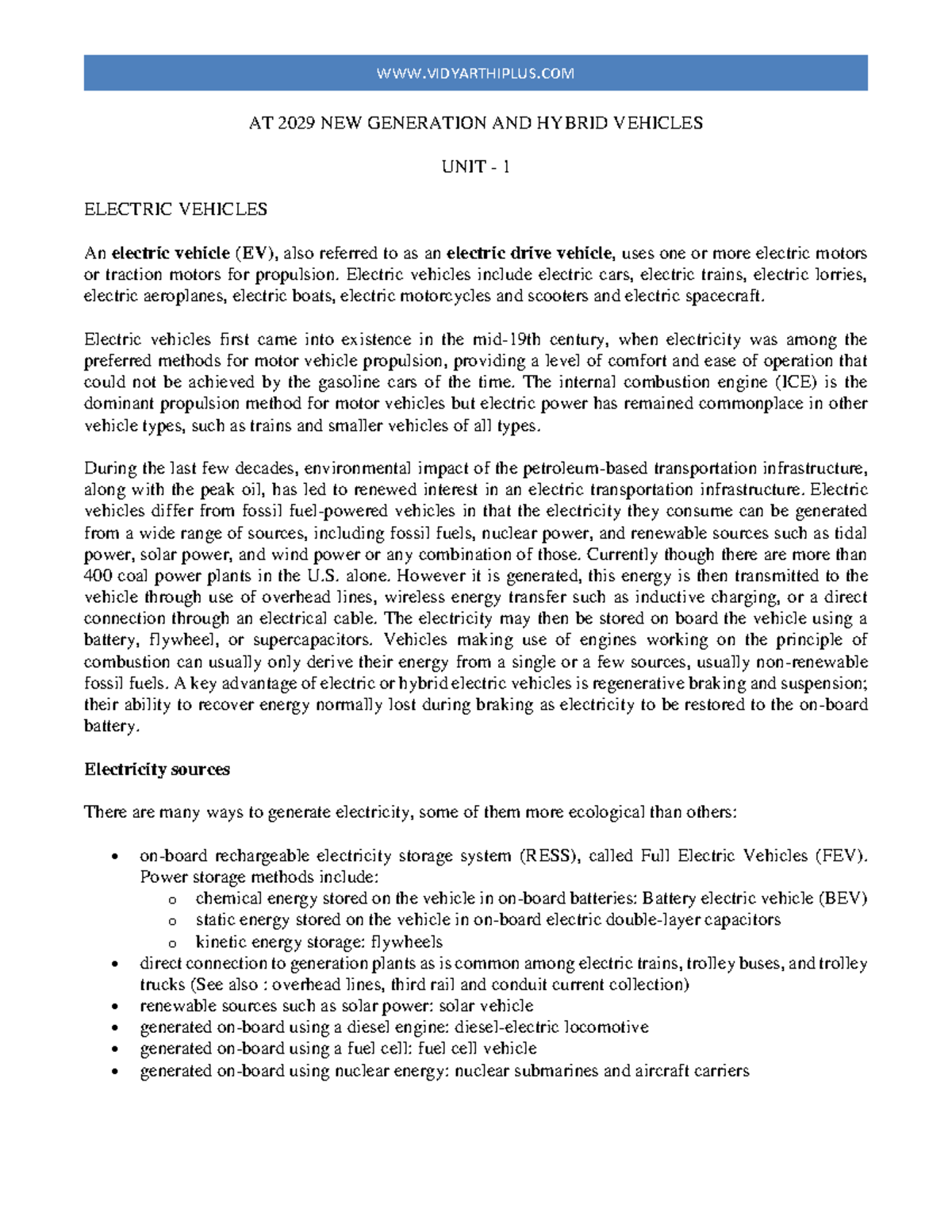 AT2029Notes New Generation and Hybrid Vehicles AT 2029 NEW