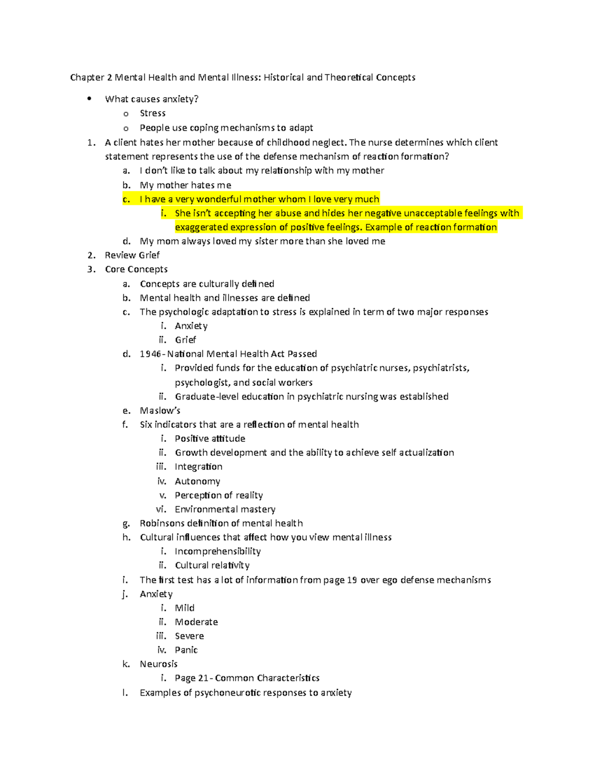 Chapter 2 Mental Health and Mental Illness - Chapter 2 Mental Health ...