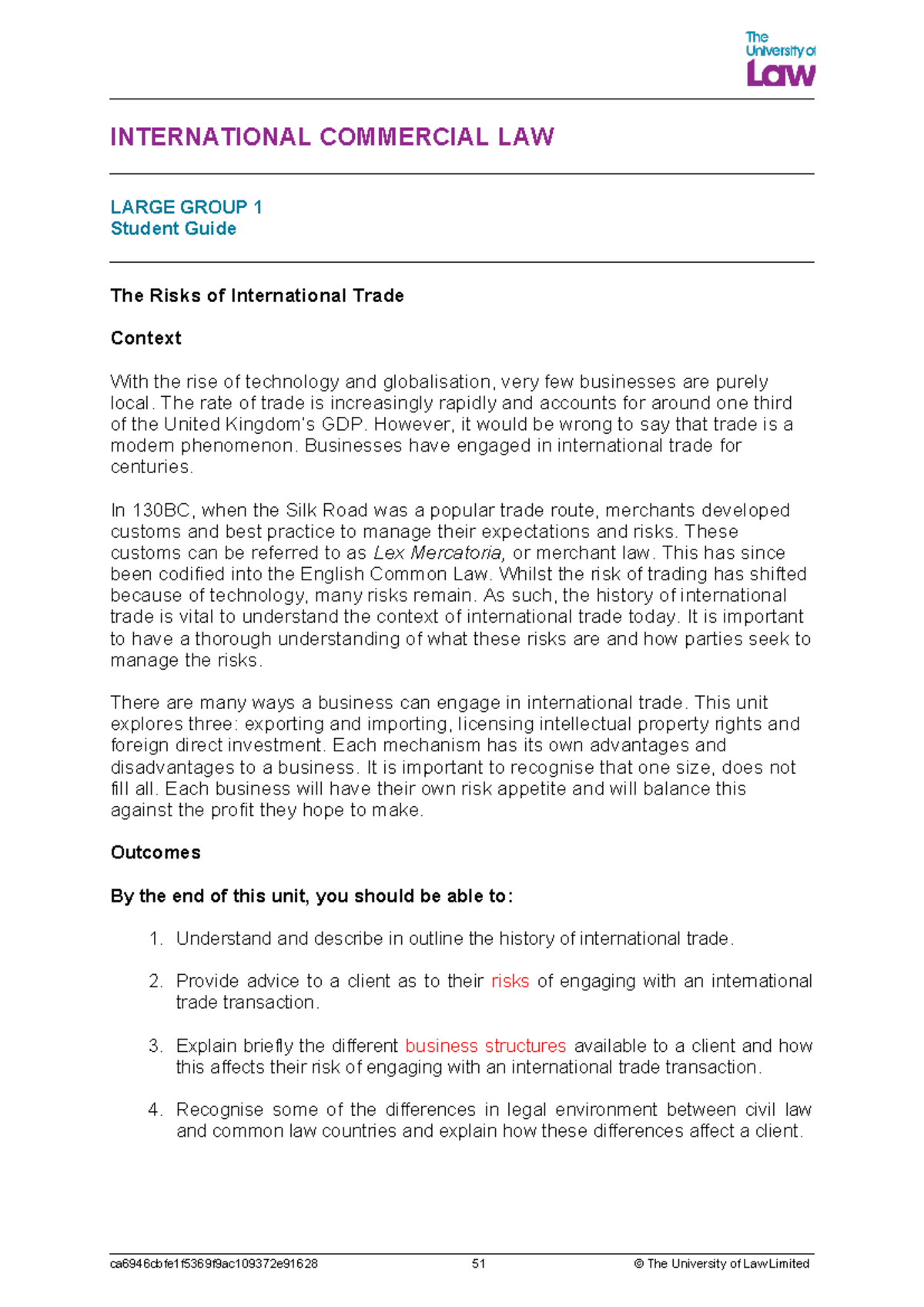 LG 1 - large group 1 - INTERNATIONAL COMMERCIAL LAW LARGE GROUP 1 ...