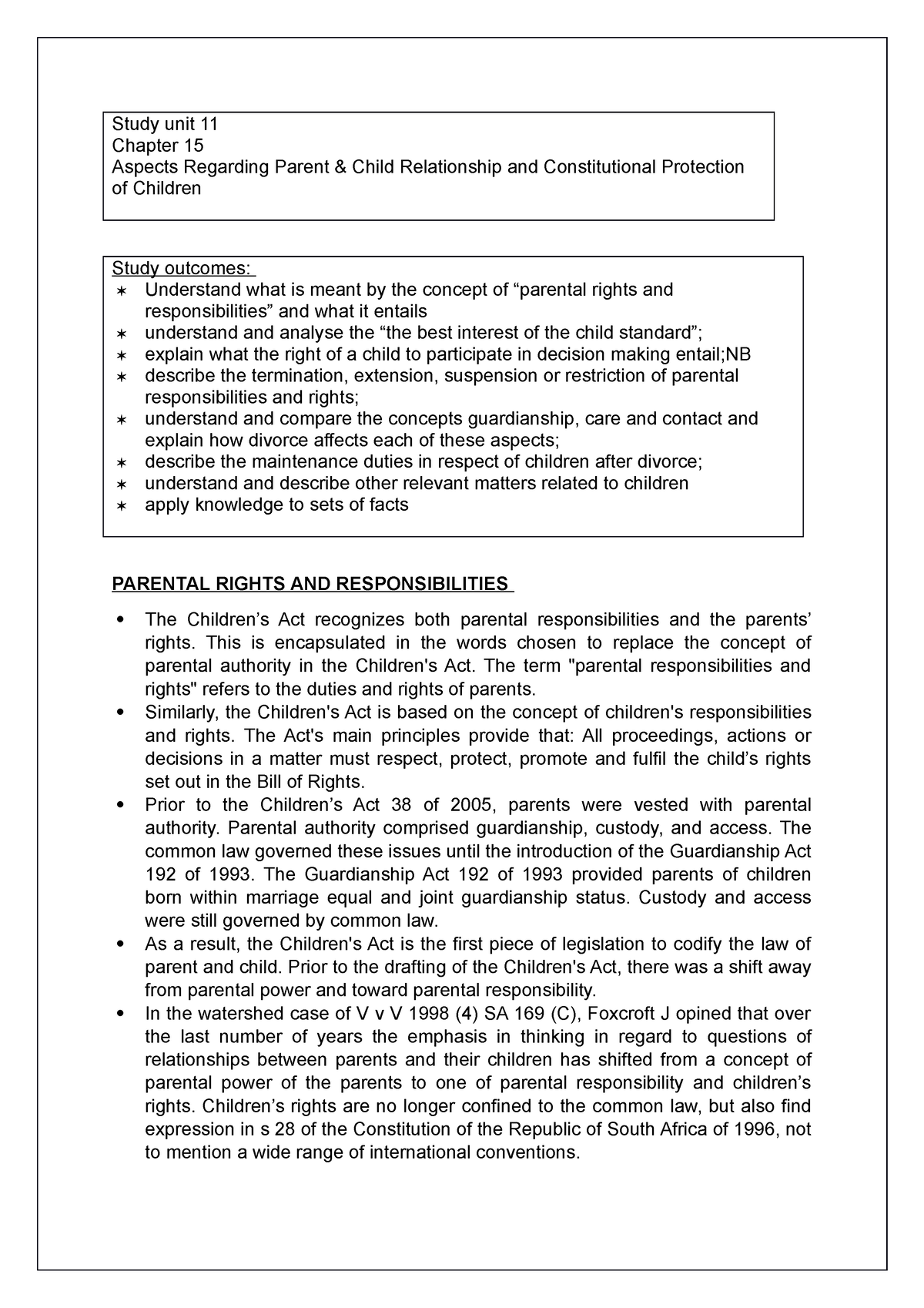 Study Unit 11 - Summaries Made From Lecture PowerPoint, Textbook And ...