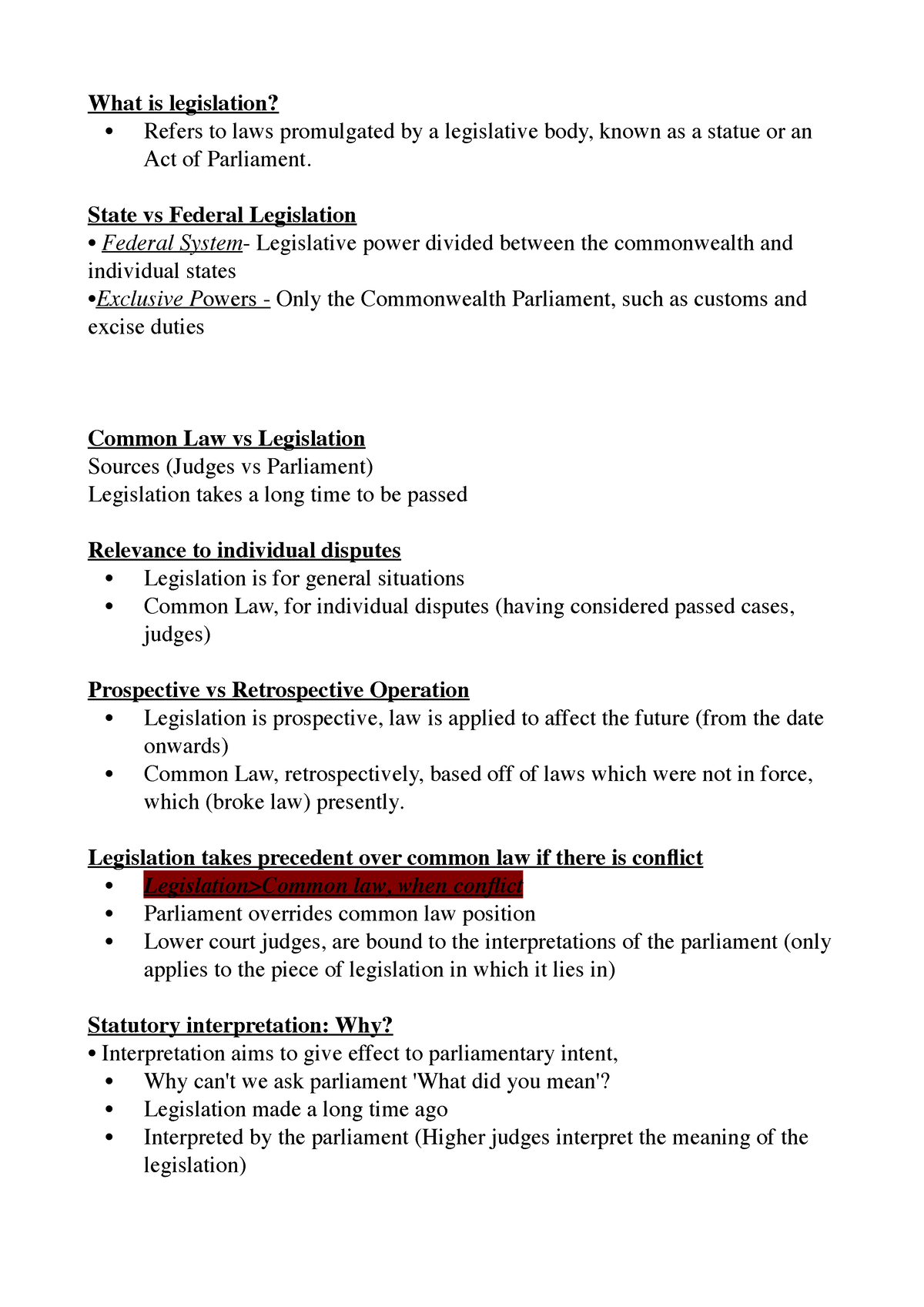 Week 2 notes - What is legislation? - Refers to laws promulgated by a ...