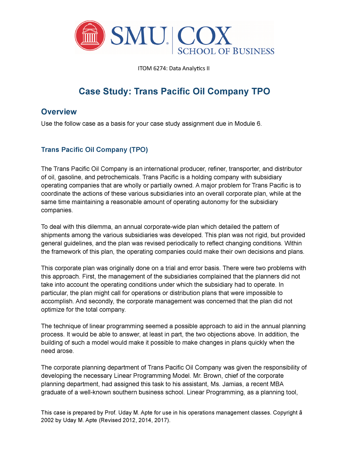 pacific oil company case study analysis