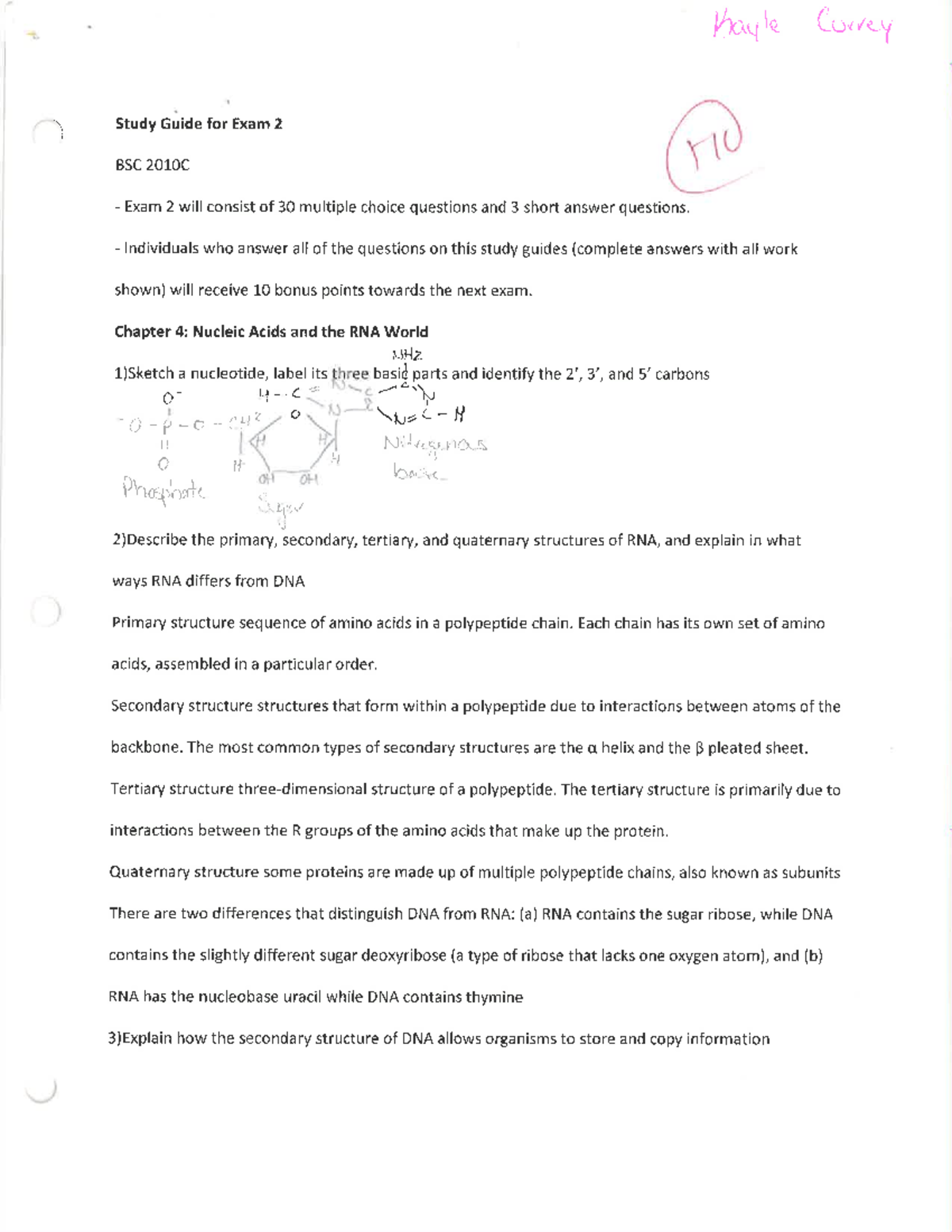 BSC2010 C Exam 2 Review - Study Guide For Exam 2 BSC 2010C Exam 2 Will ...