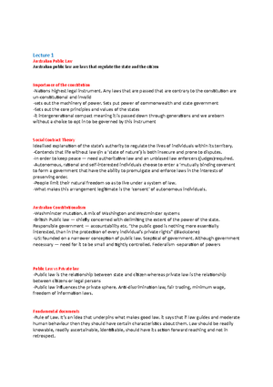 Introduction to Public Law Exam Notes - Topic 1: • > The Constitution ...