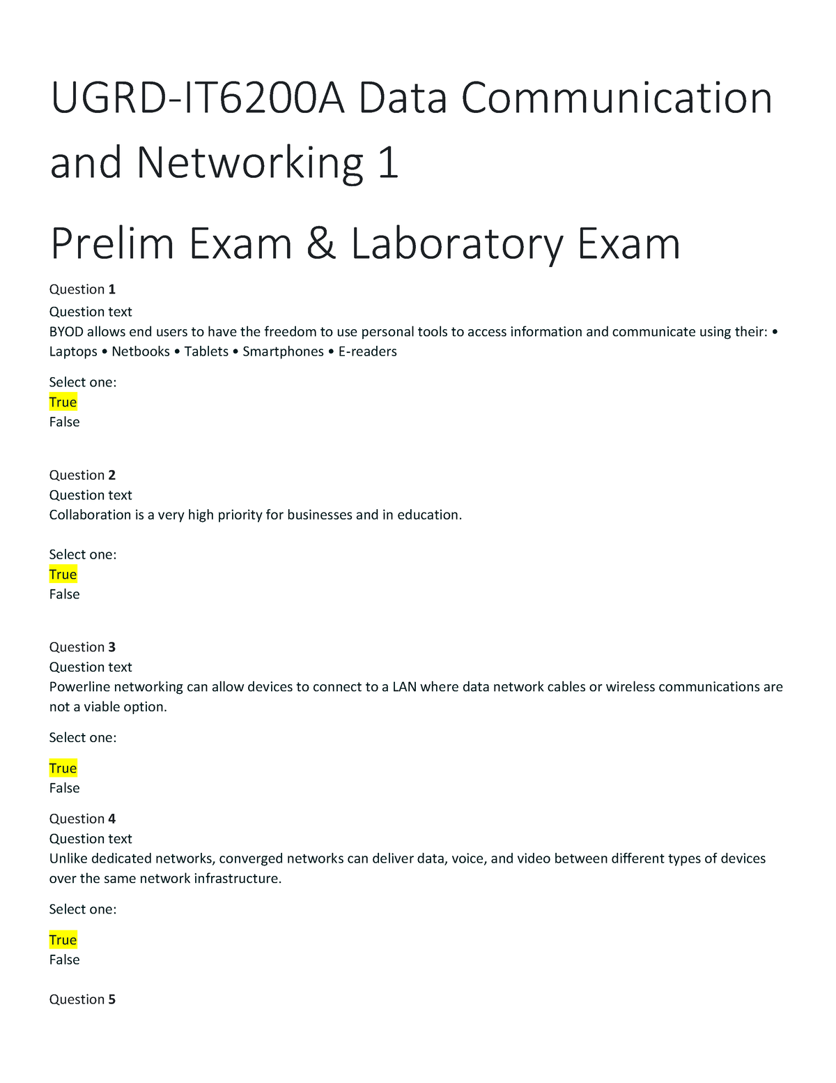 UGRD IT6200A Data Communication And Networking 1 Prelim Lab Exam - UGRD ...