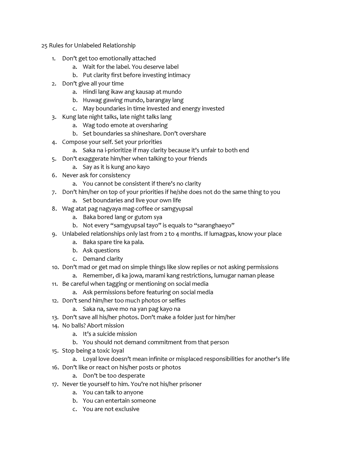 25 Rules for Unlabeled Relationship - 25 Rules for Unlabeled ...