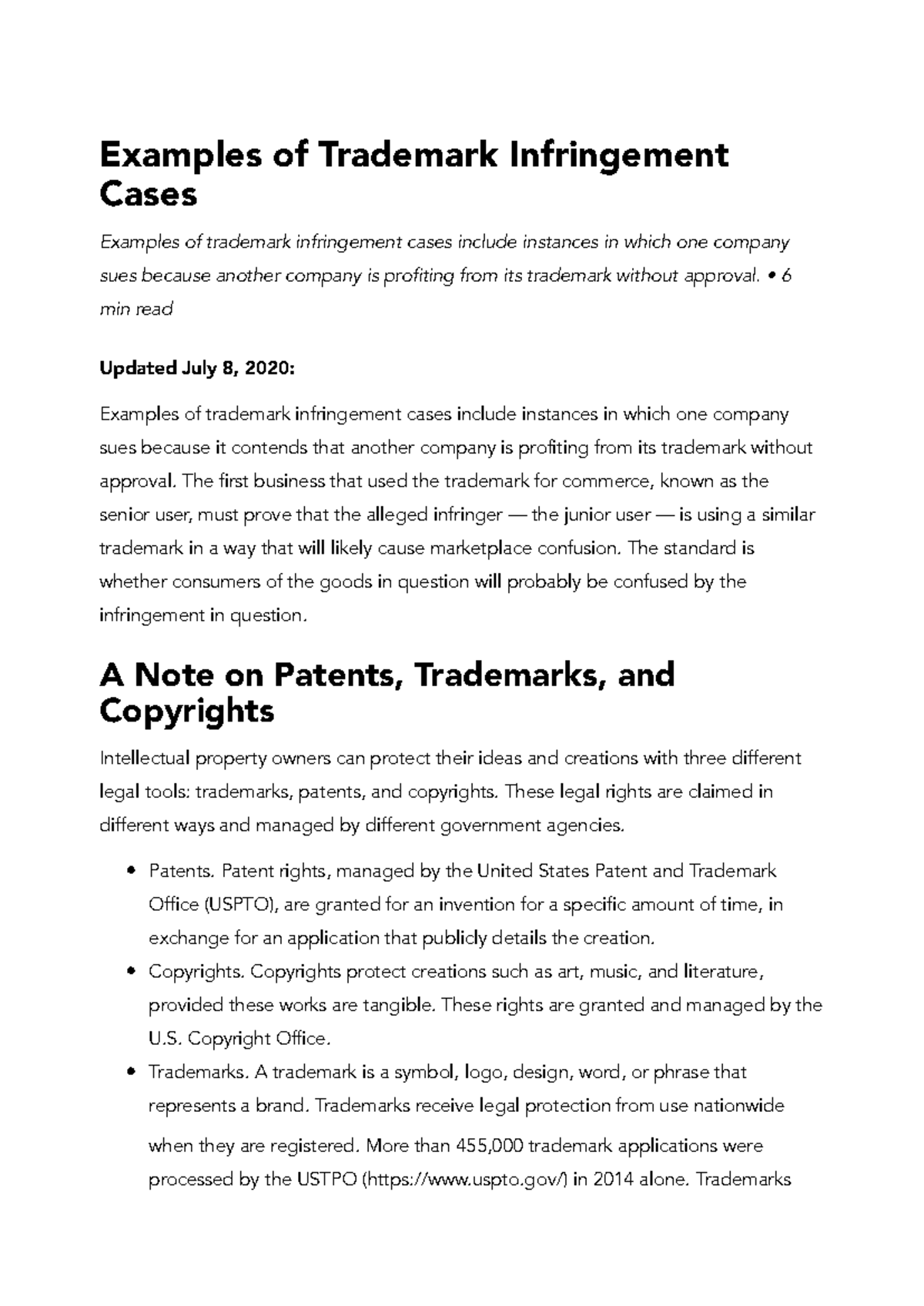 Examples of Trademark Infringement Cases Examples of Trademark Infringement Cases Examples of