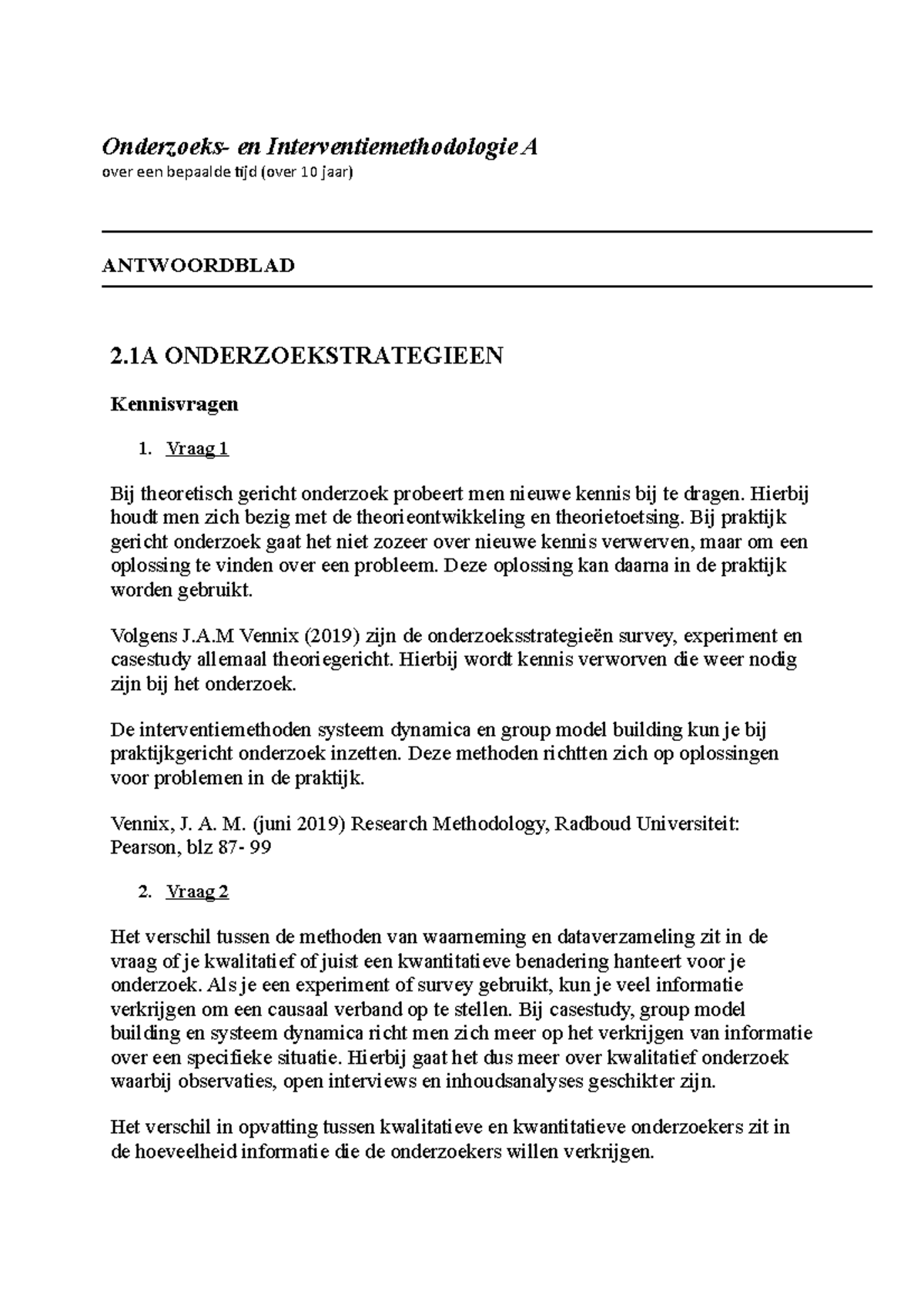 OIMA Weektaak 2.1 A - Onderzoeks- En Interventiemethodologie A Over Een ...