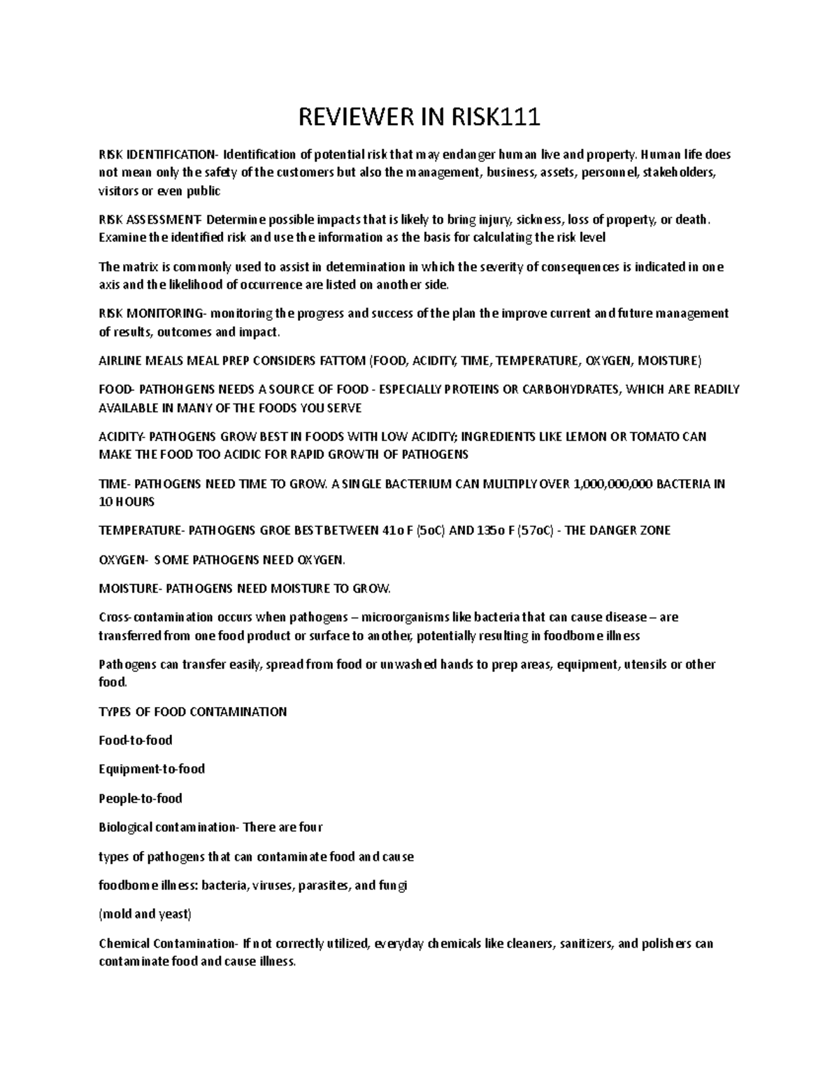 Reviewer IN RISK111 - REVIEWER IN RISK RISK IDENTIFICATION ...
