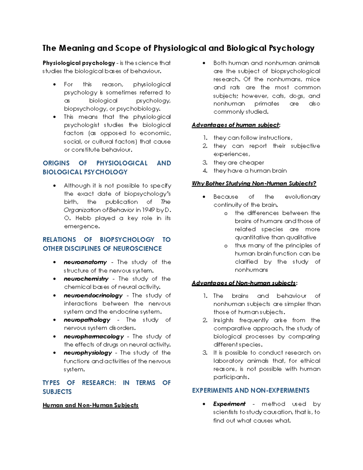 Summary for The Meaning and Scope of Physiological and Biological