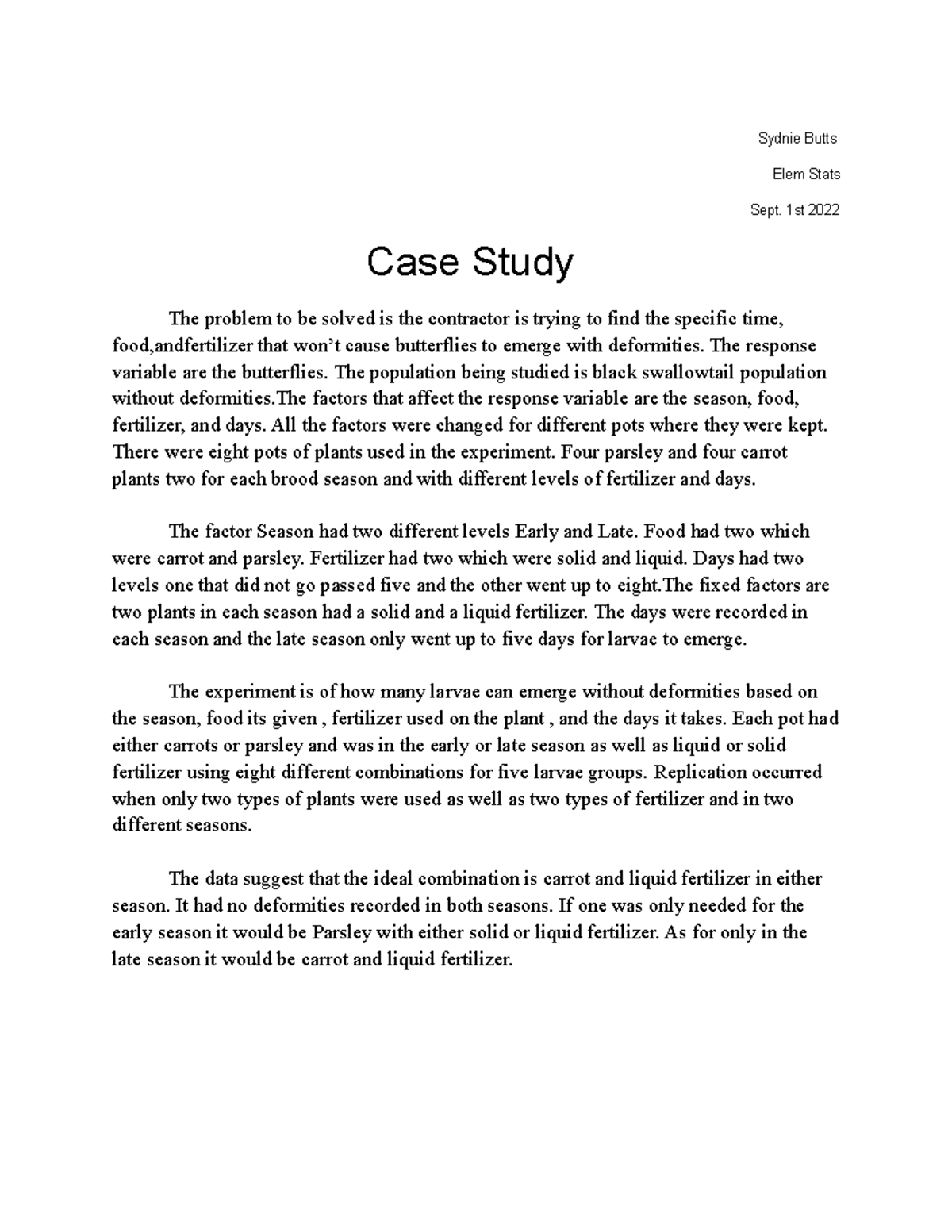 case study for statistics