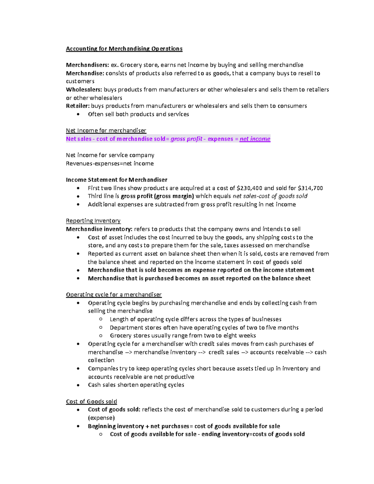 Accounting Chapter 4 Notes - ACCT 201 - Howard - Studocu