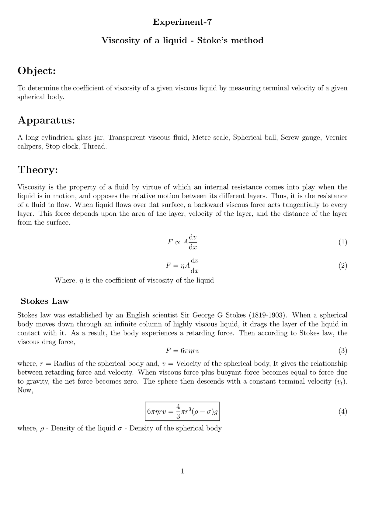 stokes law experiment conclusion