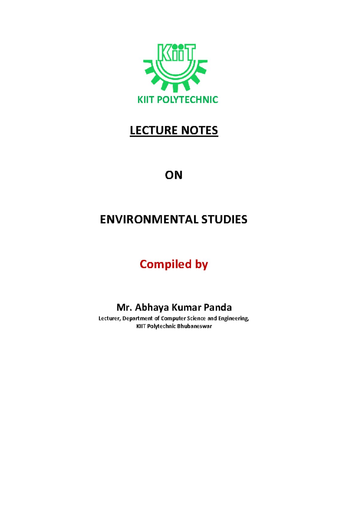 3 - grgrgrgr - LECTURE NOTES ON ENVIRONMENTAL STUDIES Compiled by Mr ...