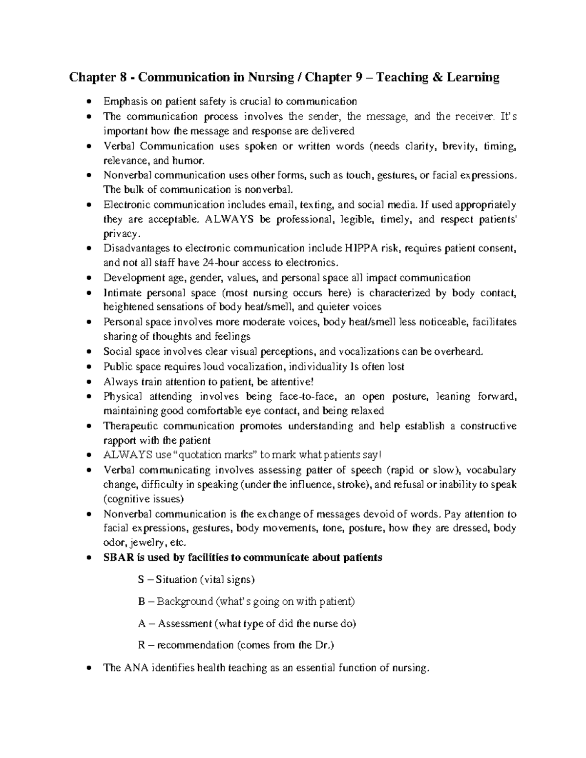 fundamentals-test-2notes-chapter-8-communication-in-nursing