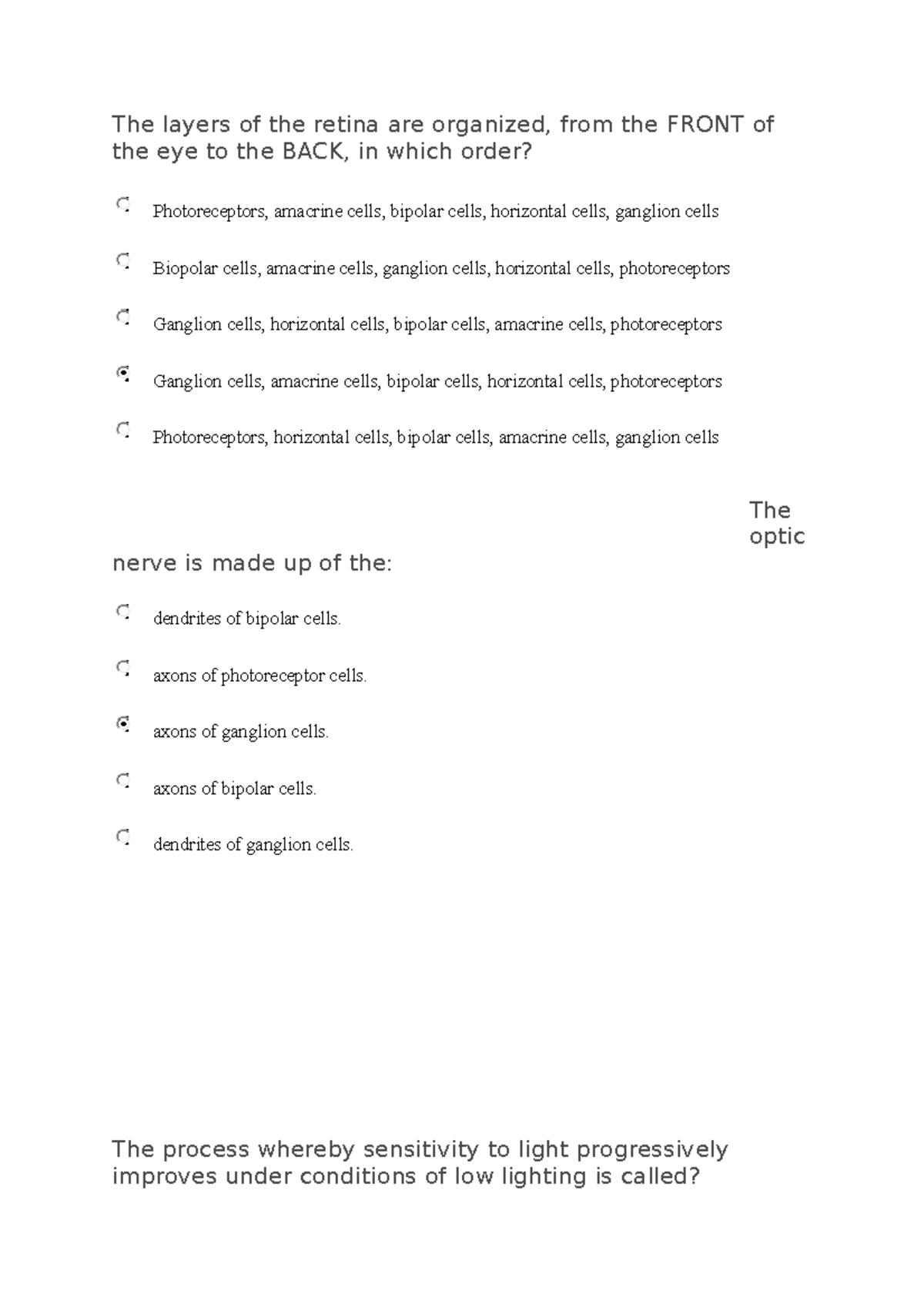 Quiz 4 25 October 2019, questions and answers The layers of the