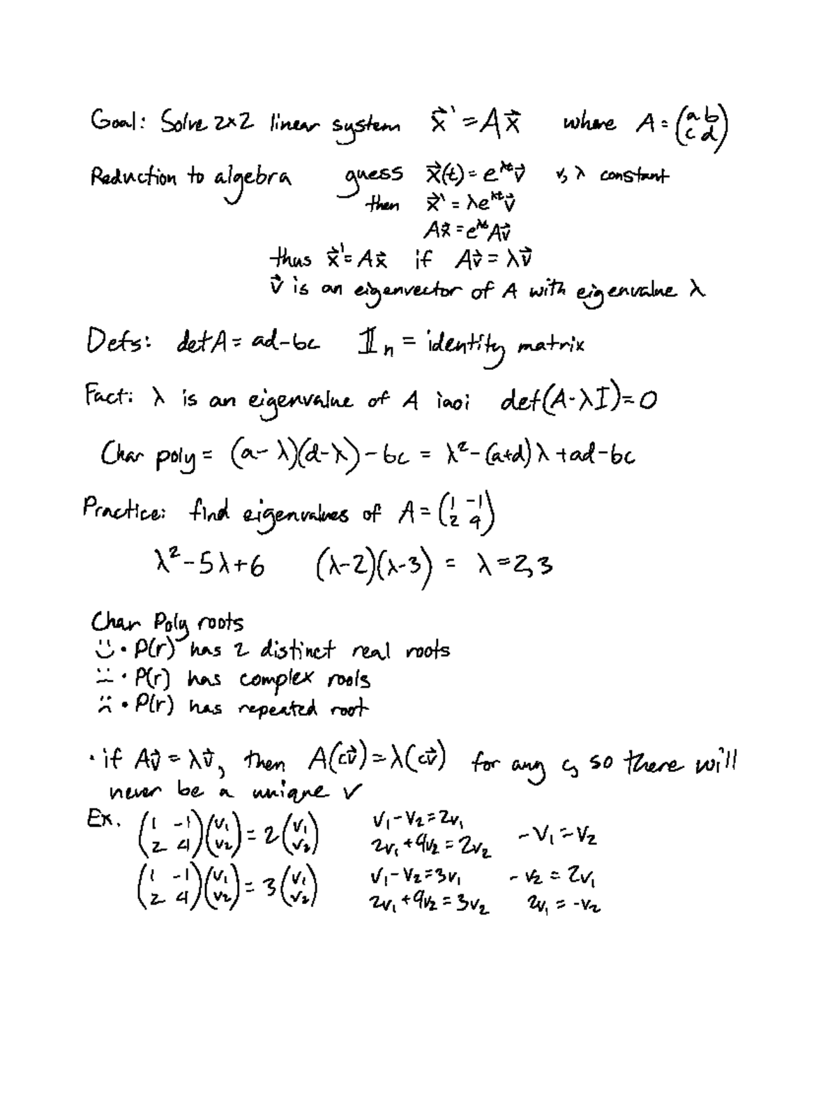 18.03 Solving 2D Linear Systems - Goal Solve 2 2 linear system I AI ...