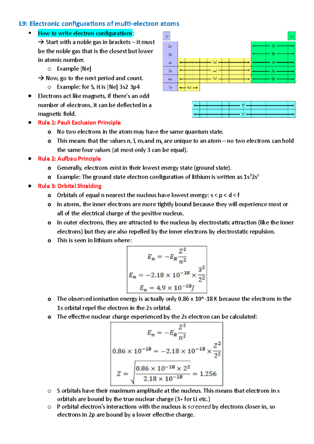 L9 - Lecture 8 - L9: Electronic configurations of multi-electron atoms ...