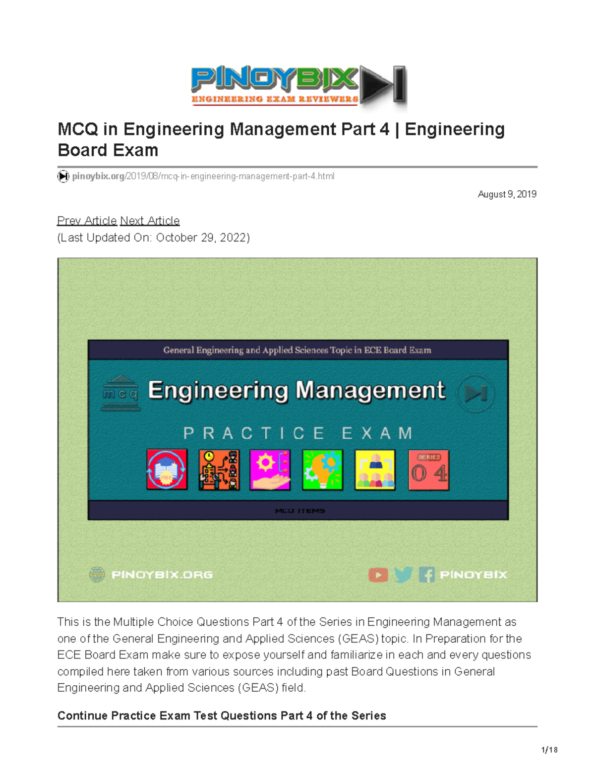 Pinoybix.org-MCQ In Engineering Management Part 4 Engineering Board ...