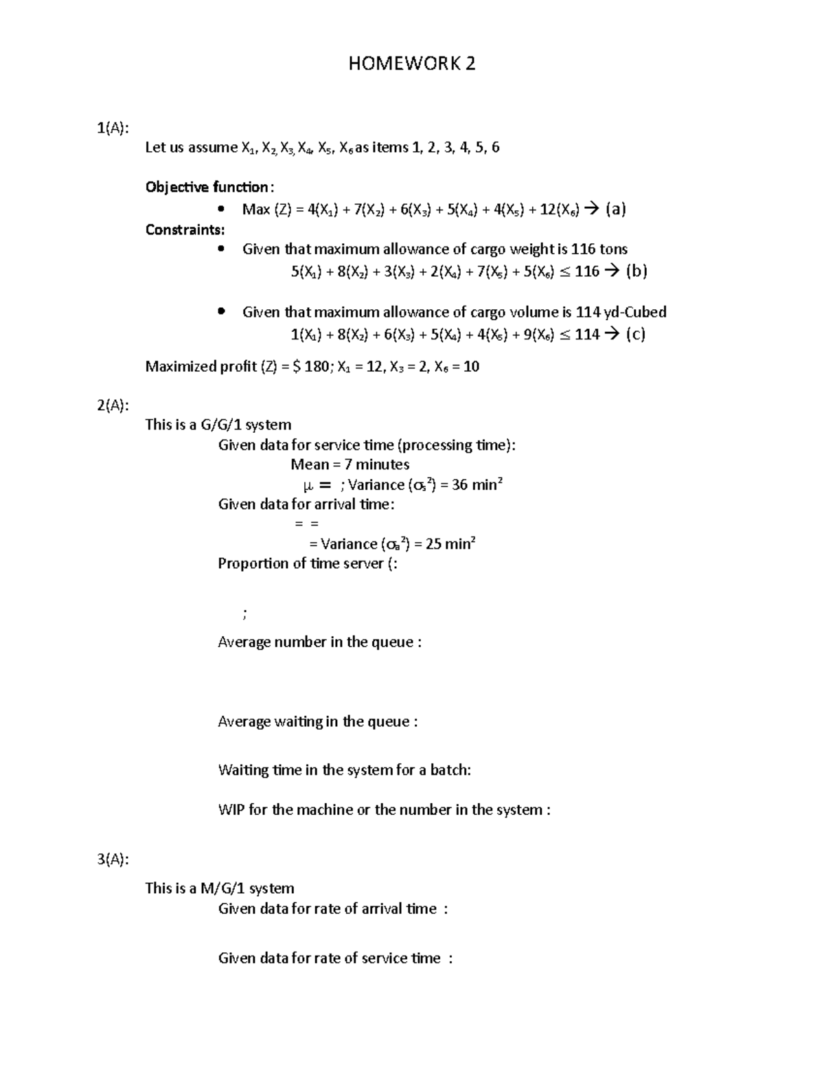 5412 Home Work 2 Homework 2 1 A Let Us Assume X 1 X2 X3 X 4 X 5 X 6 As Items 1 2 3