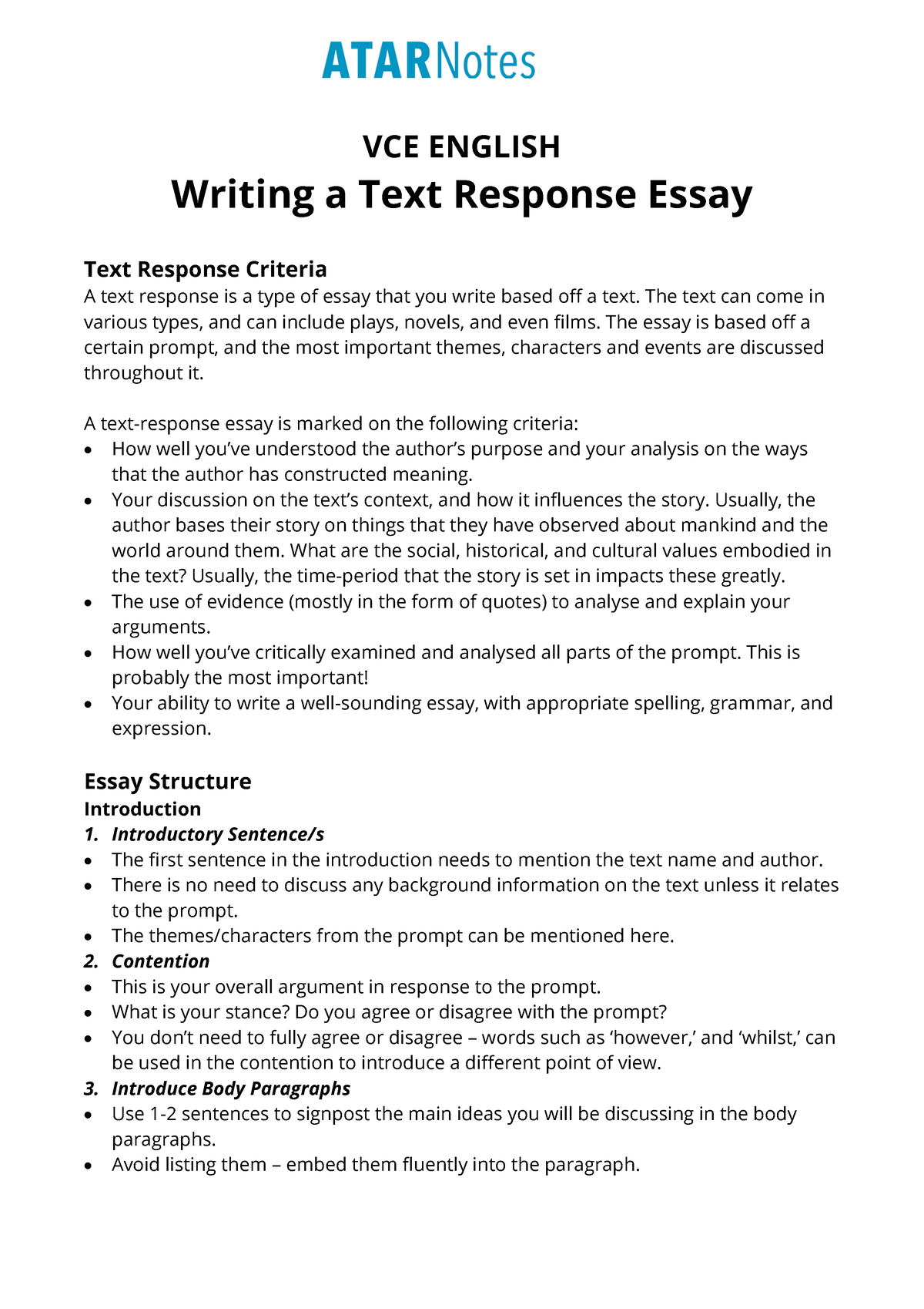 what is a text response essay