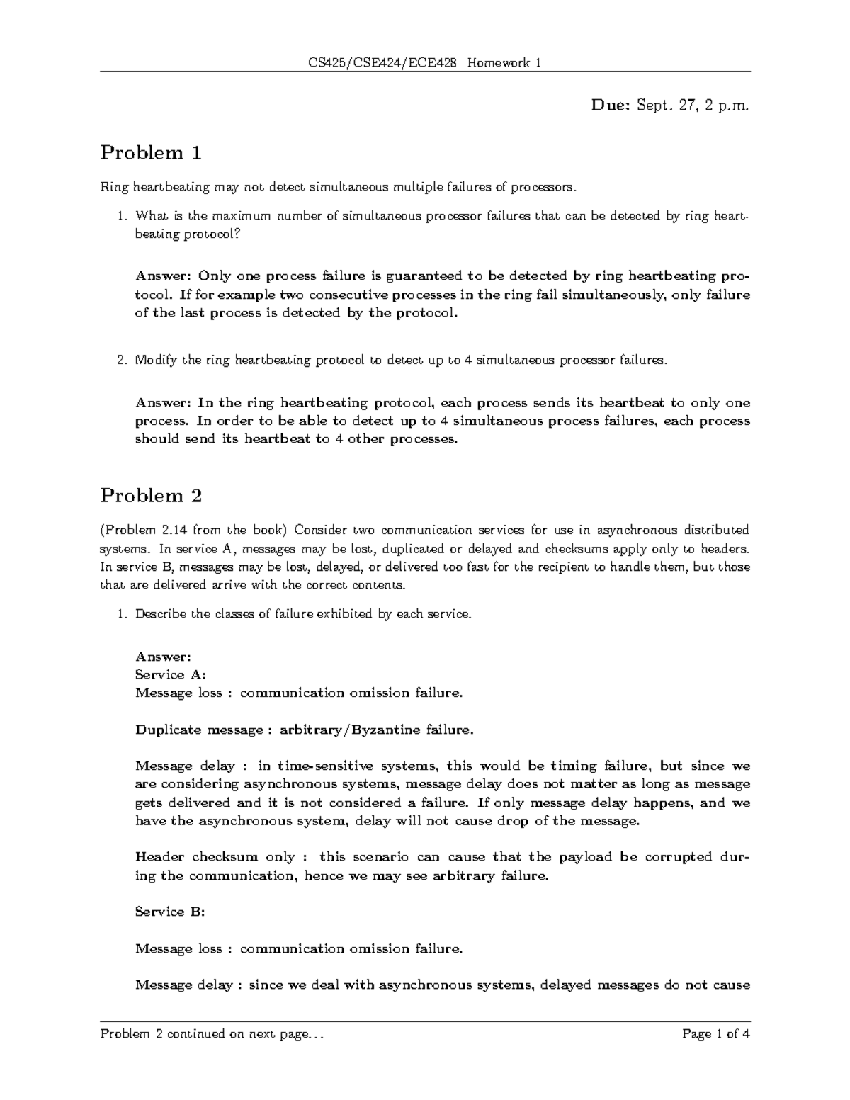 Hw1-sol - Solutions To Distributed Systems: Concepts And Design ...