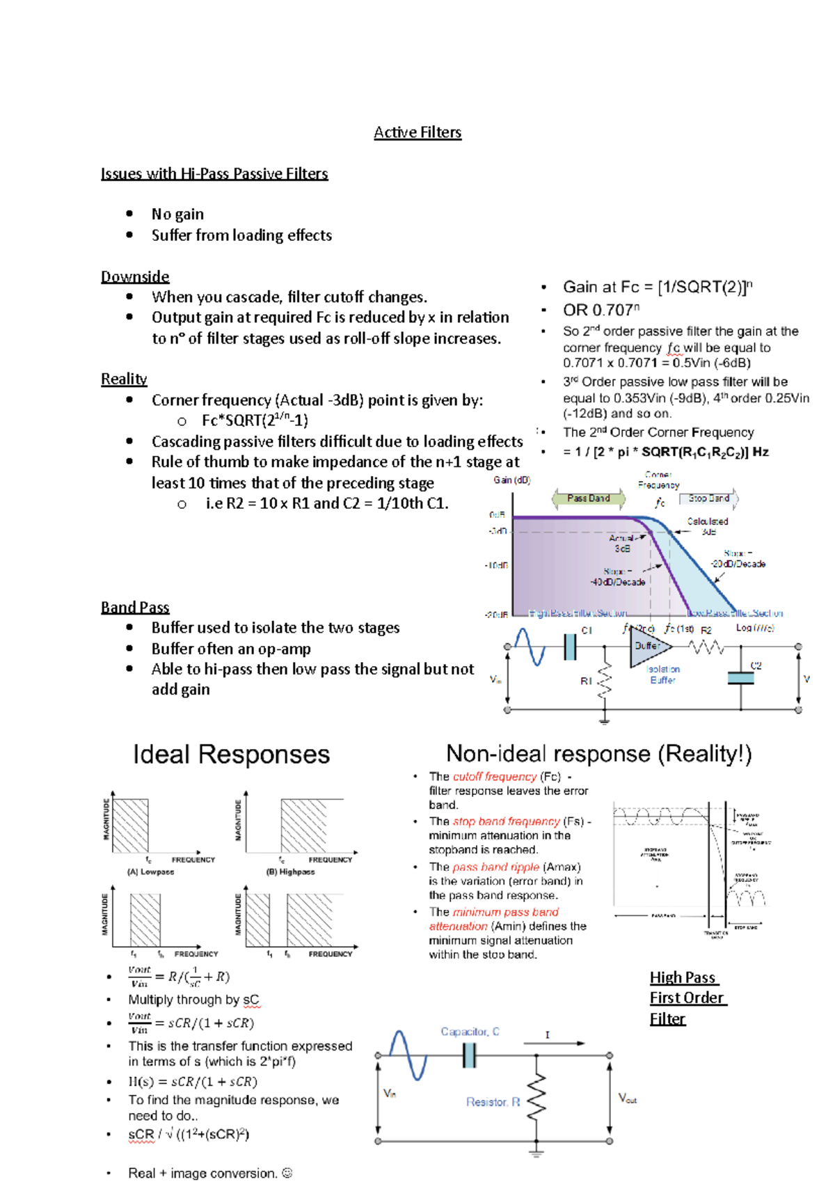 Week 11 Active Filters Lecture notes Active Filters Issues with Hi