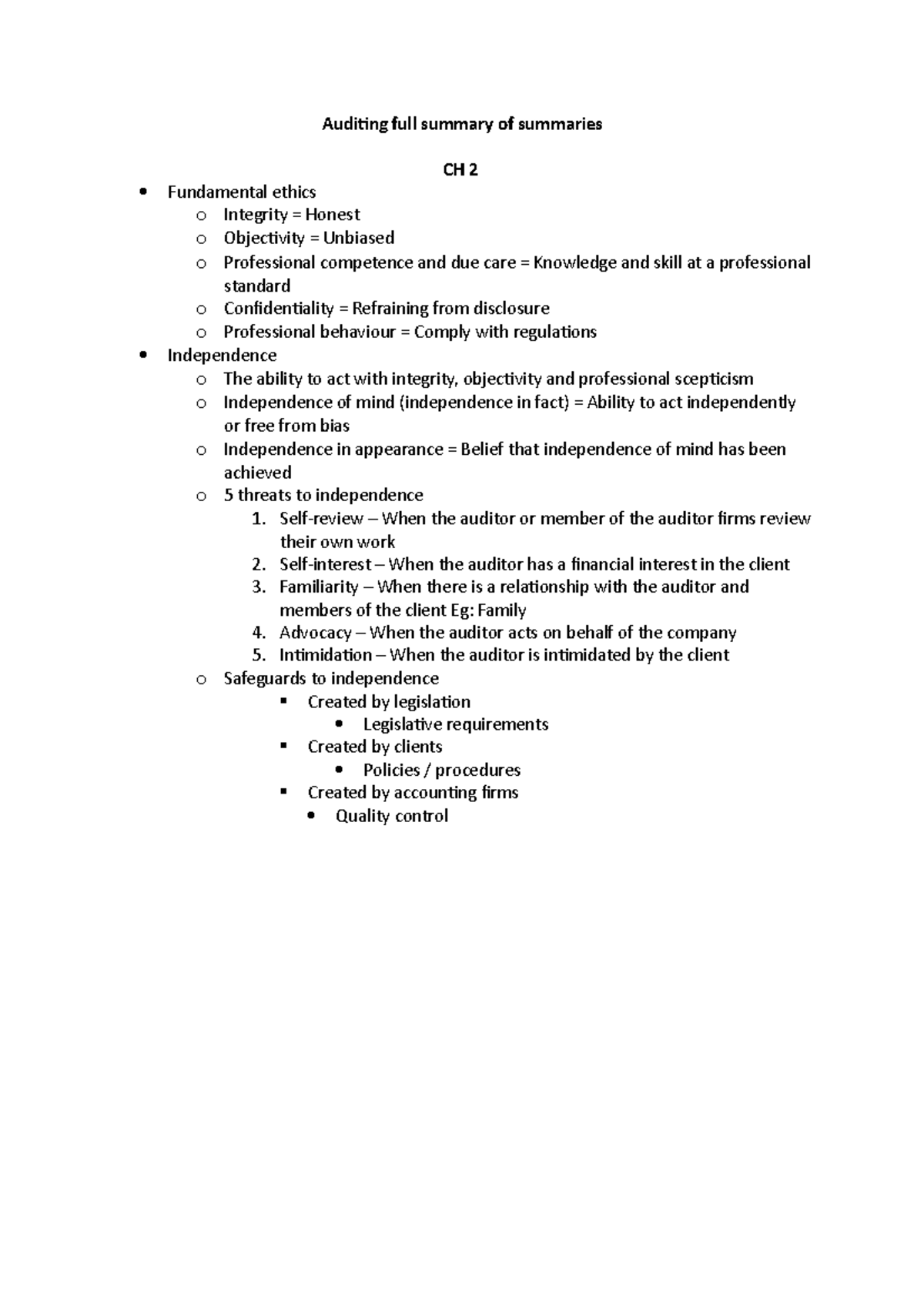 Auditing full summary of summaries - Positive confirmation = Letter ...