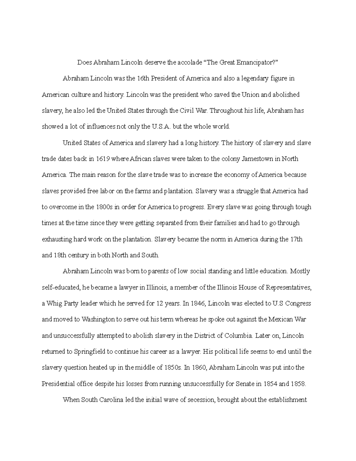 Реферат: Abraham Lincoln 4 Essay Research Paper Abraham