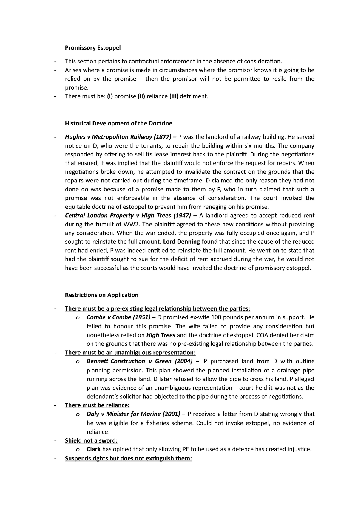 Promissory Estoppel - fe1 notes - Promissory Estoppel This section ...