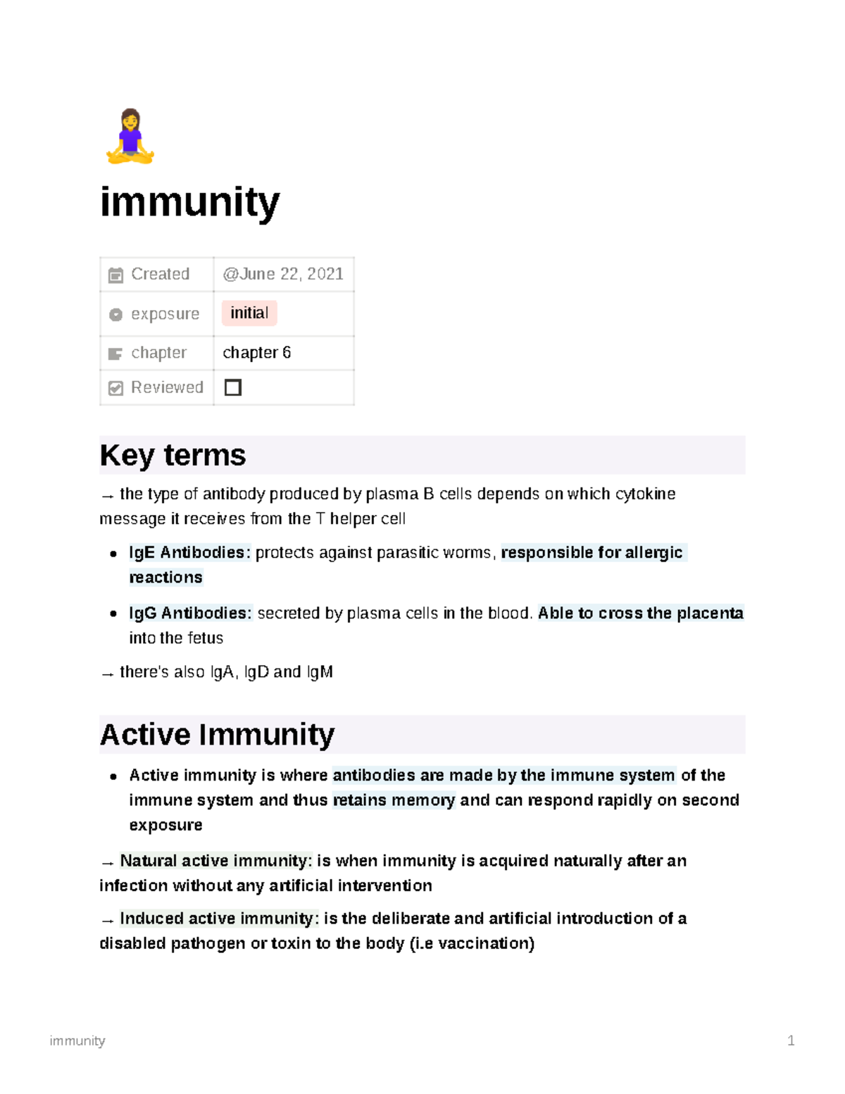 Immunity Vce Biology Unit 3 4 Notes Immunity Created Exposure Initial Chapter Chapter 6