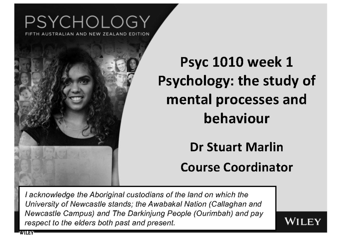 Psyc 1010 2019 Week 1 Notes - Psyc 1010 Week 1 Psychology: The Study Of ...