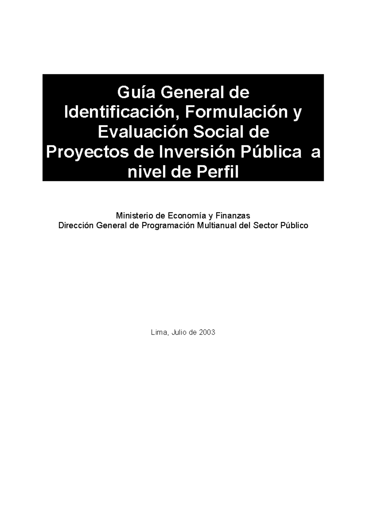 Guía General De Identificación Formulación Y Evaluación Social De Proyectos Guía General De 2280