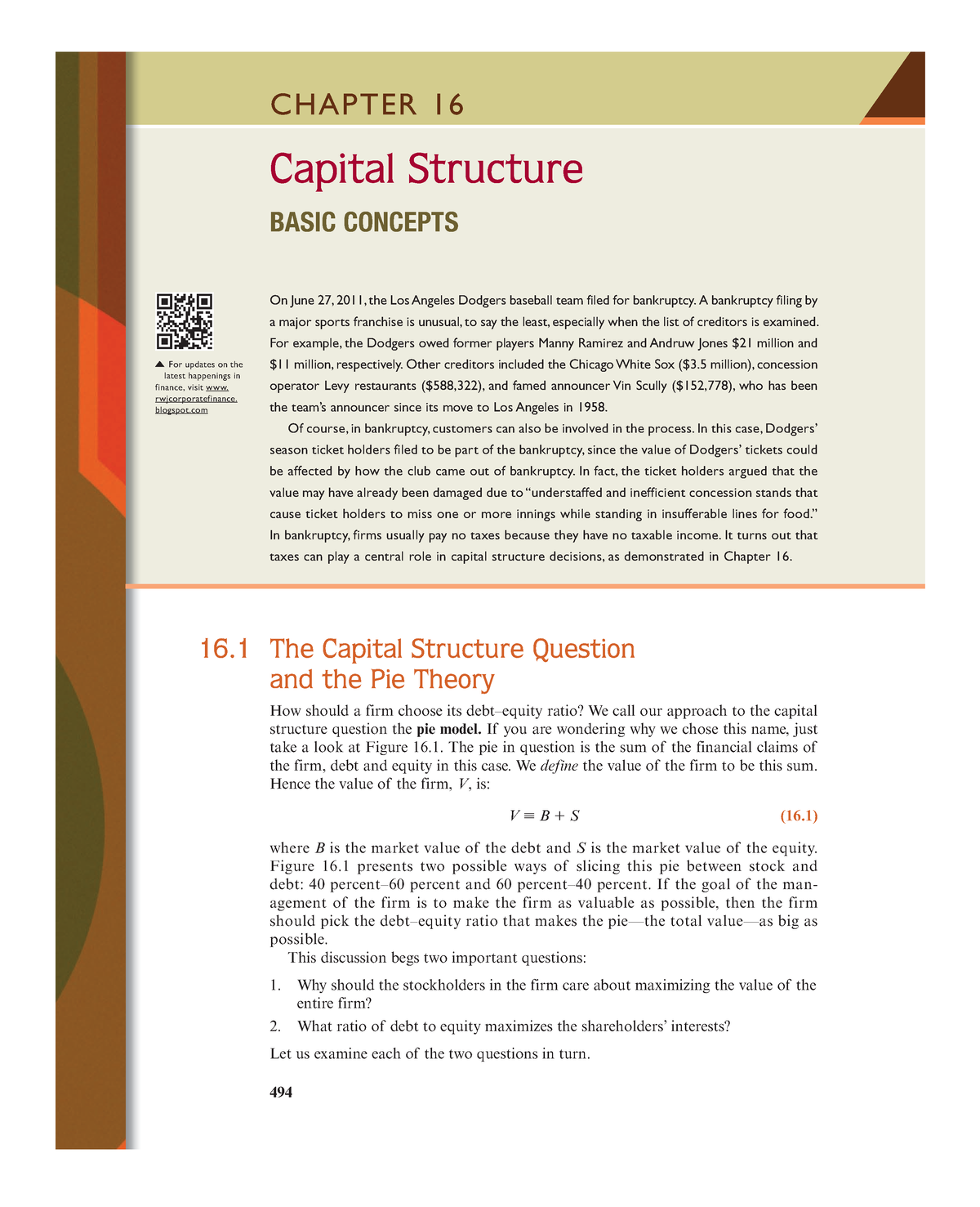 Chap 16, 17 - Ssrbs - 494 CHAPTER 16 Capital Structure BASIC CONCEPTS ...