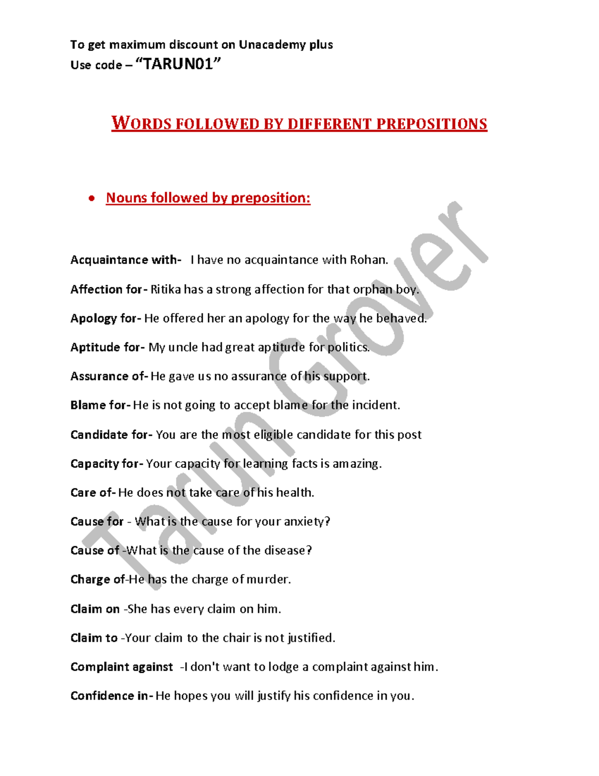 Fixed Preposition Tarun Grover Use Code 3 Fixed Preposition Tarun Grover Use Code 3
