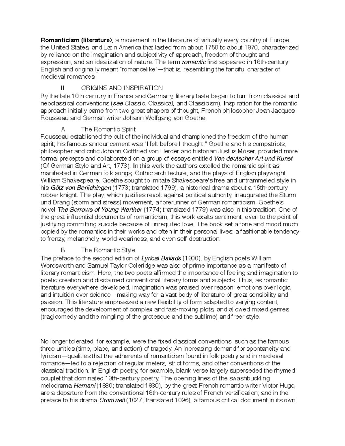 Random notes on variety of subjects - Romanticism (literature) , a ...
